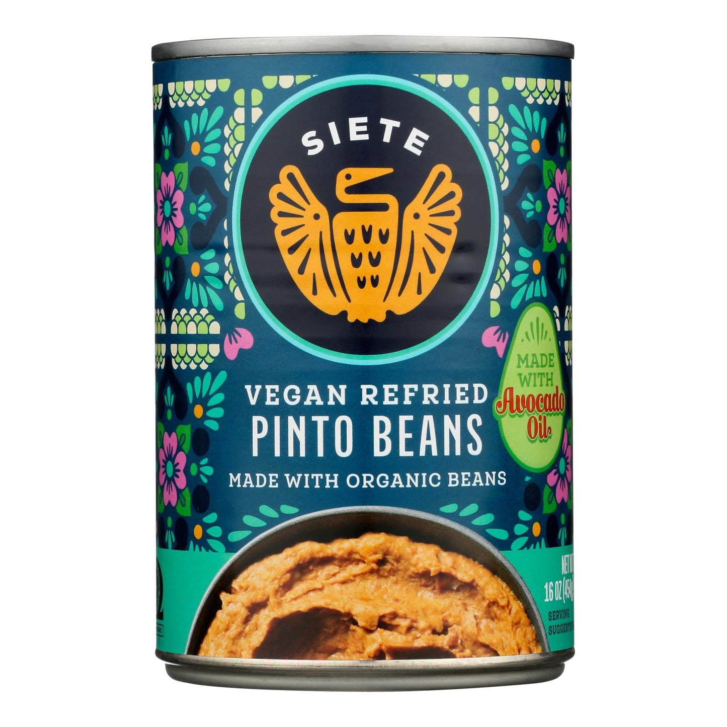 Siete - Frijoles Pintos Refritos - Caja De 12-16 Oz