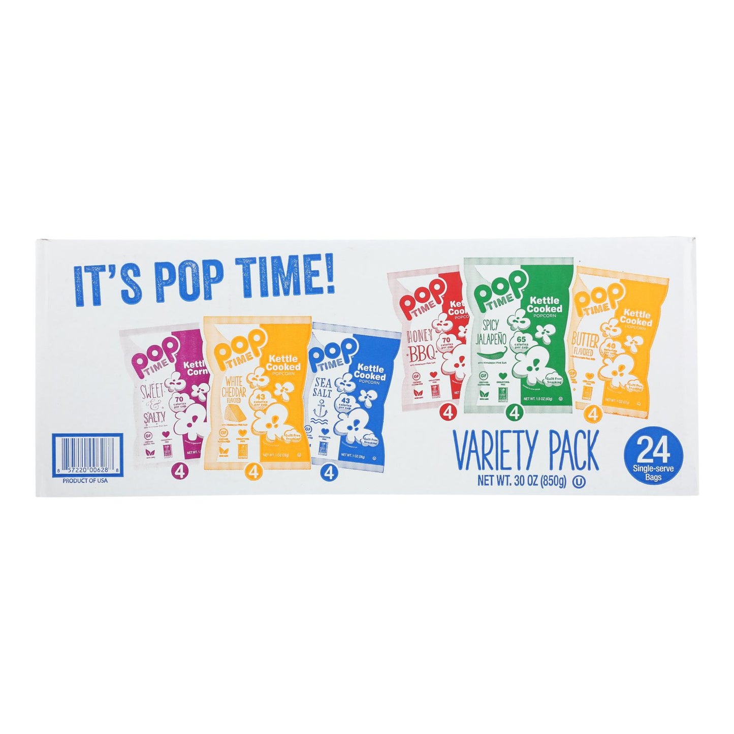 Pop Time - Paquete variado de palomitas de maíz, 24 unidades, caja de 1 unidad, 24 unidades