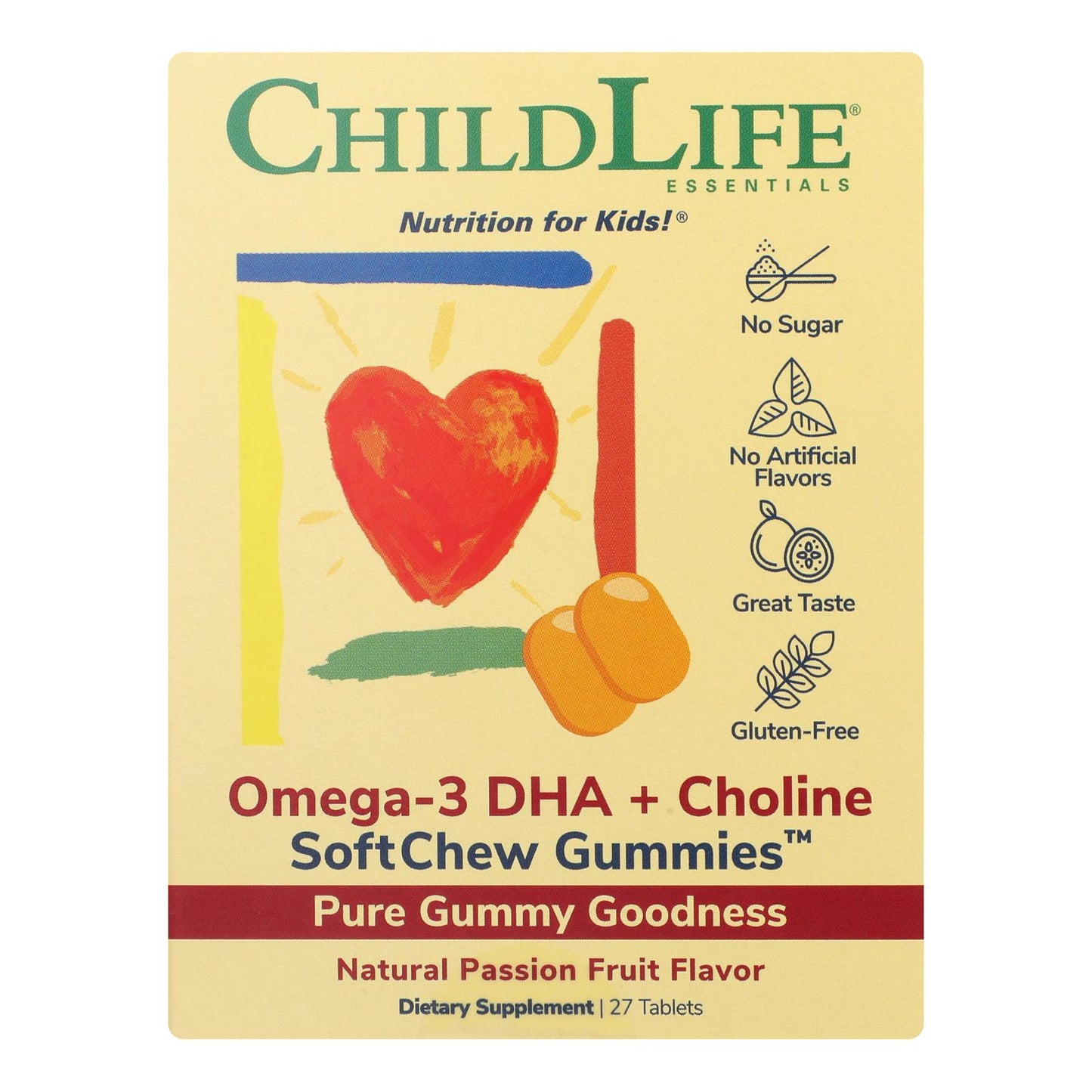 Elementos esenciales para la vida infantil: Omega 3 DHA+Colina Sftmlt - 1 unidad - 27 tabletas