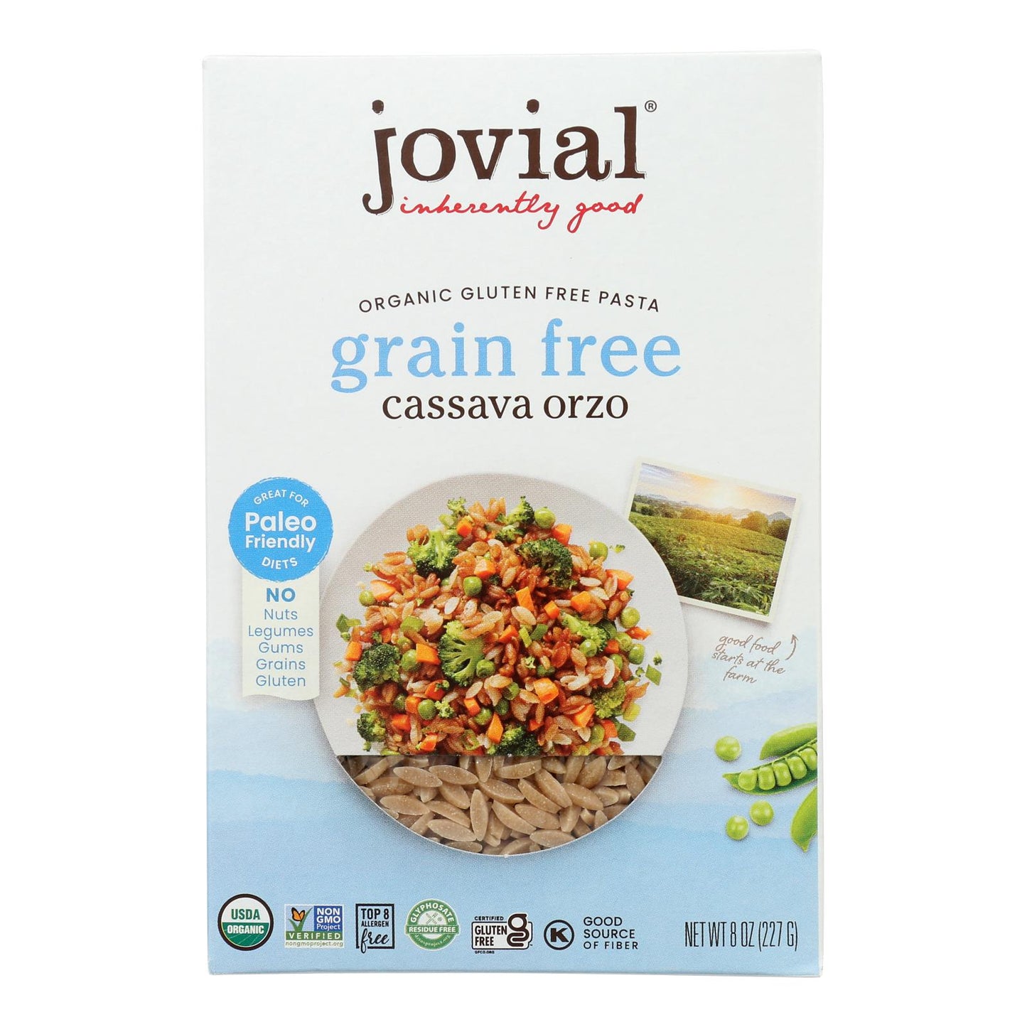 Jovial - Pasta de yuca orgánica y orzo - Caja de 12 unidades de 8 oz