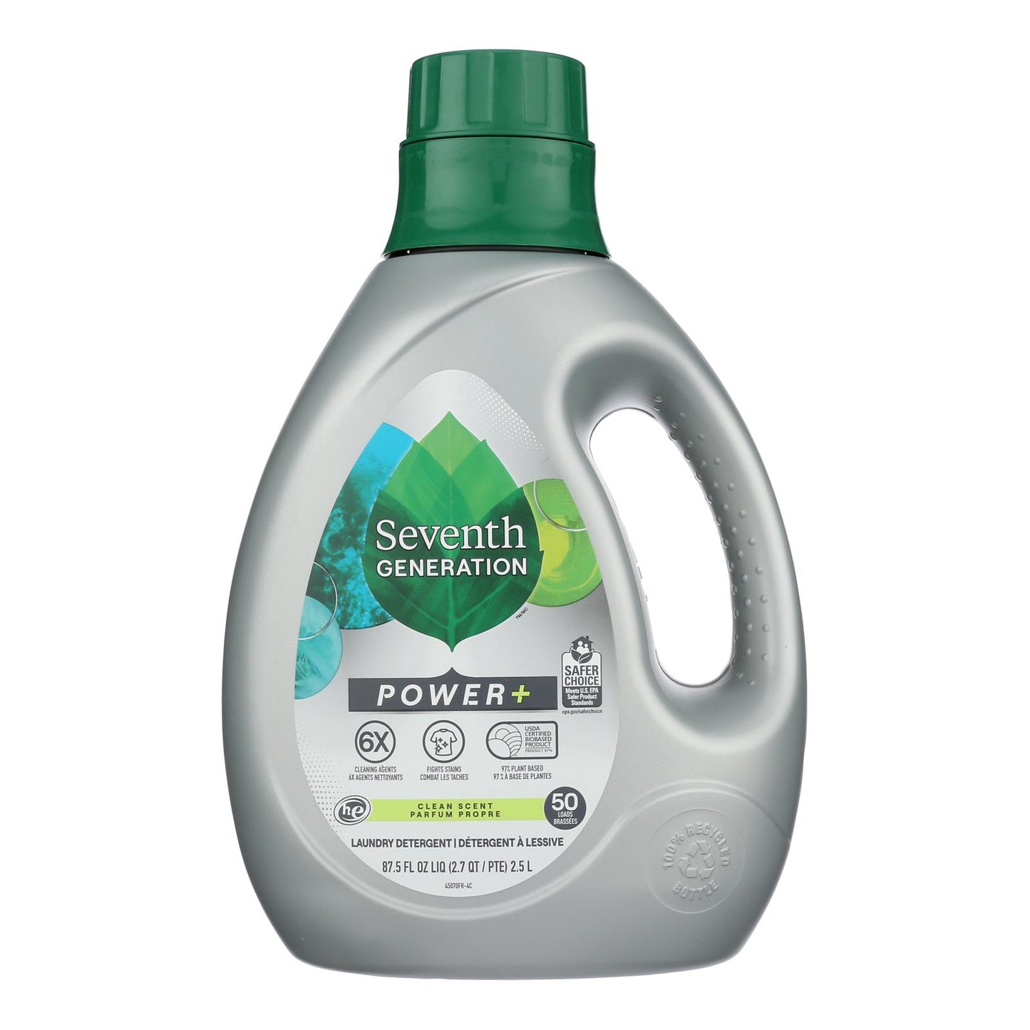 Séptima generación - Detergente líquido para ropa PWR Clean Scent - Caja de 4 - 87,5 fz