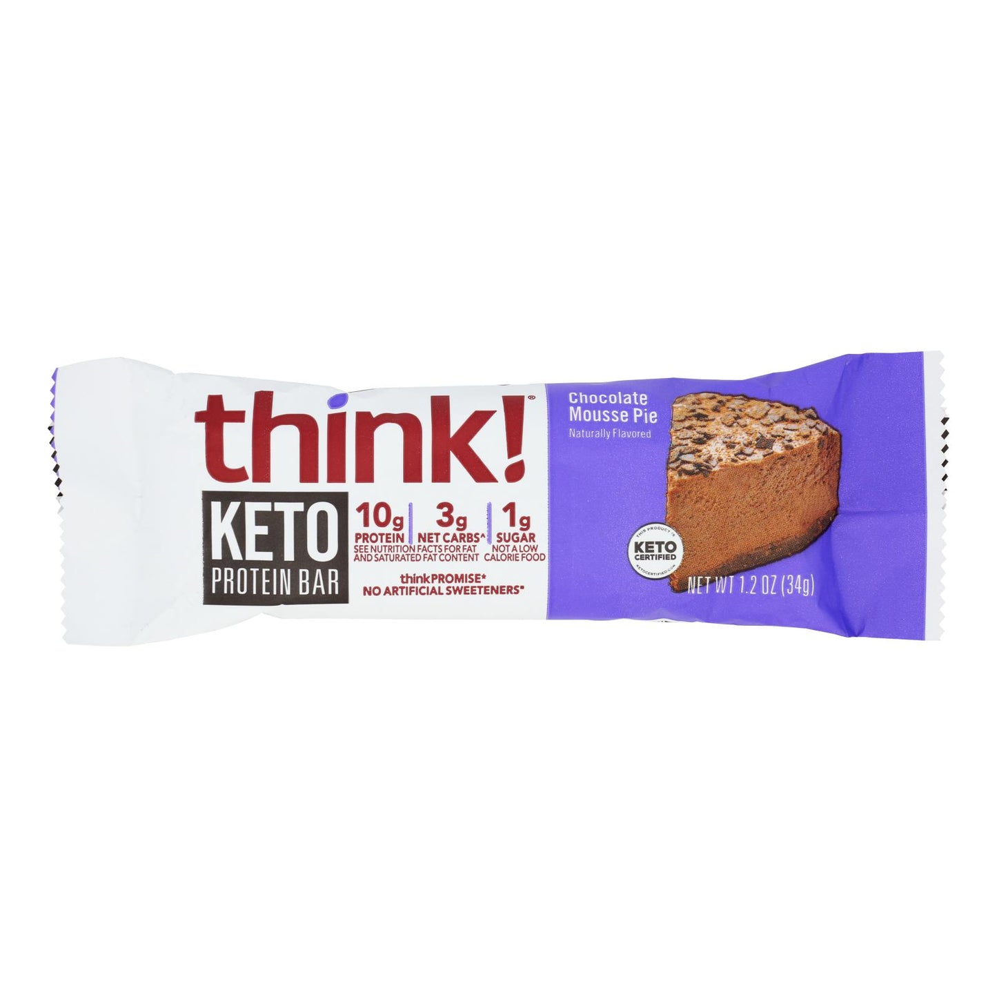 想想!- 蛋白质棒 Kto 巧克力慕斯派 - 10 盒装 - 1.2 盎司