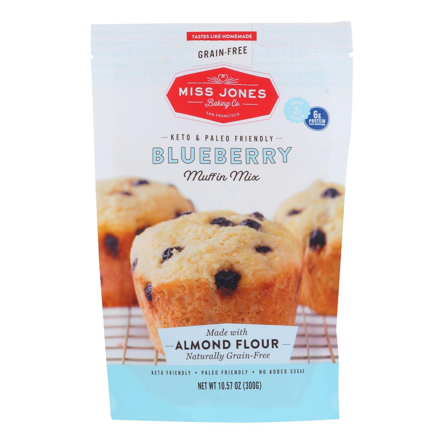 Miss Jones Baking Co - Mezcla para muffins de arándanos cetogénicos sin gluten - Caja de 6 - 10,57 oz