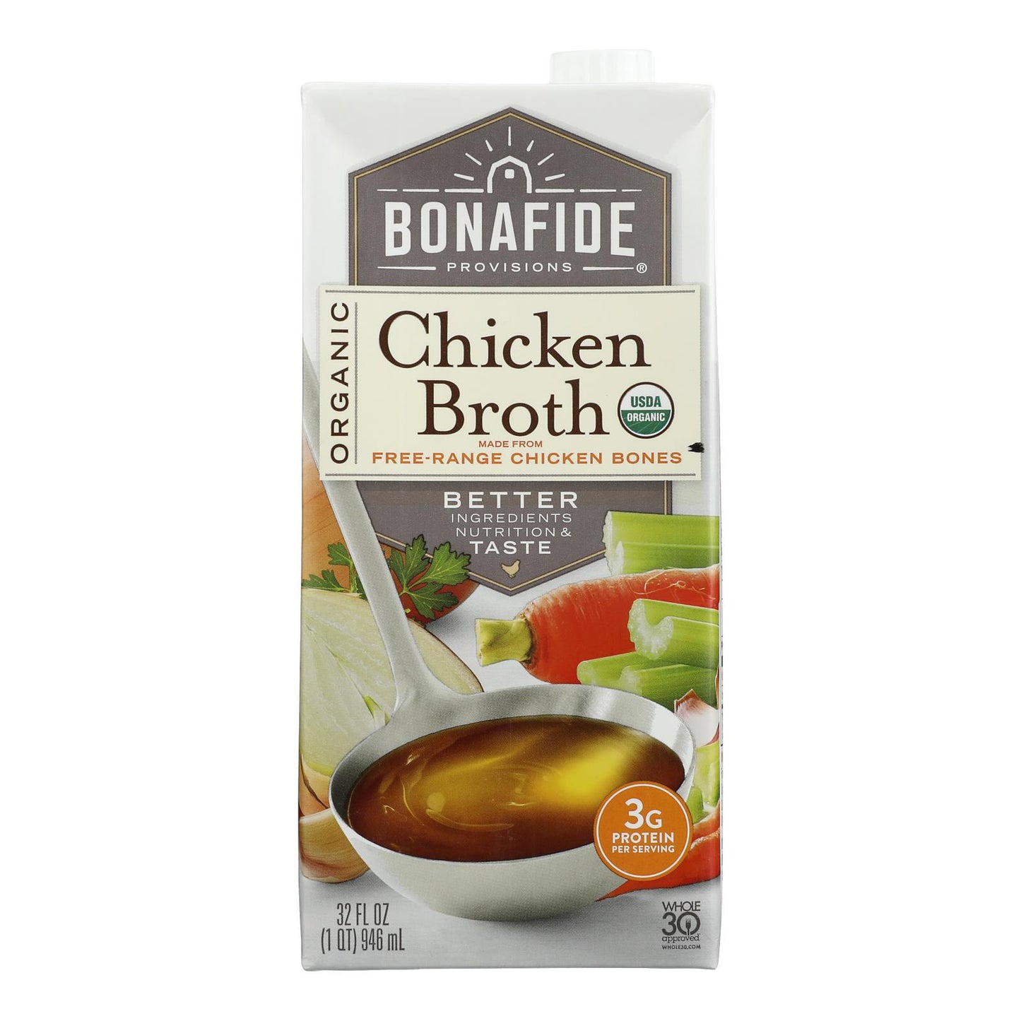 Bonafide Provisions - Caldo de pollo - Caja de 6 - 32 Fz