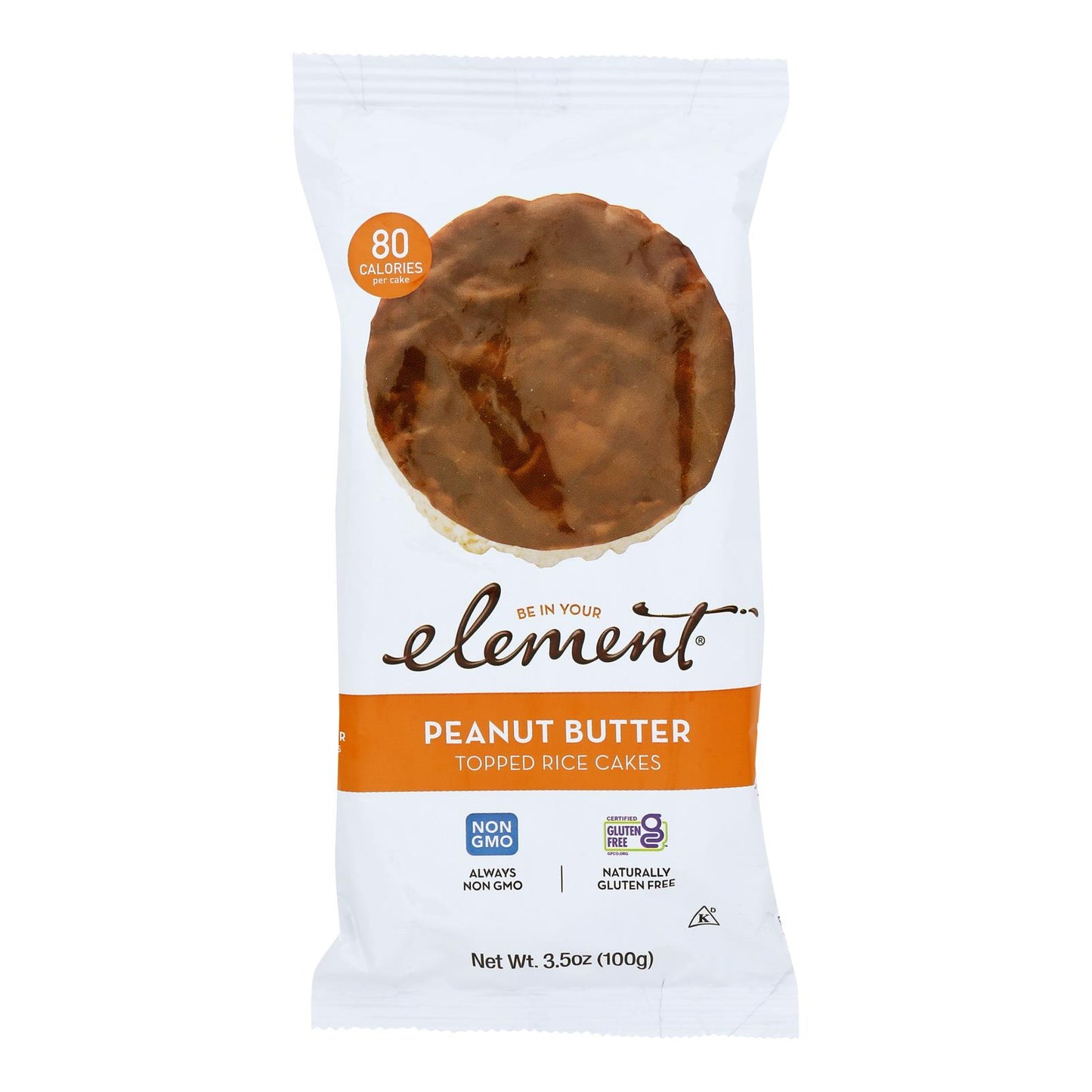 Element - Pastel de arroz con mantequilla de maní y cobertura de mantequilla de maní - Caja de 6 - 3,5 oz
