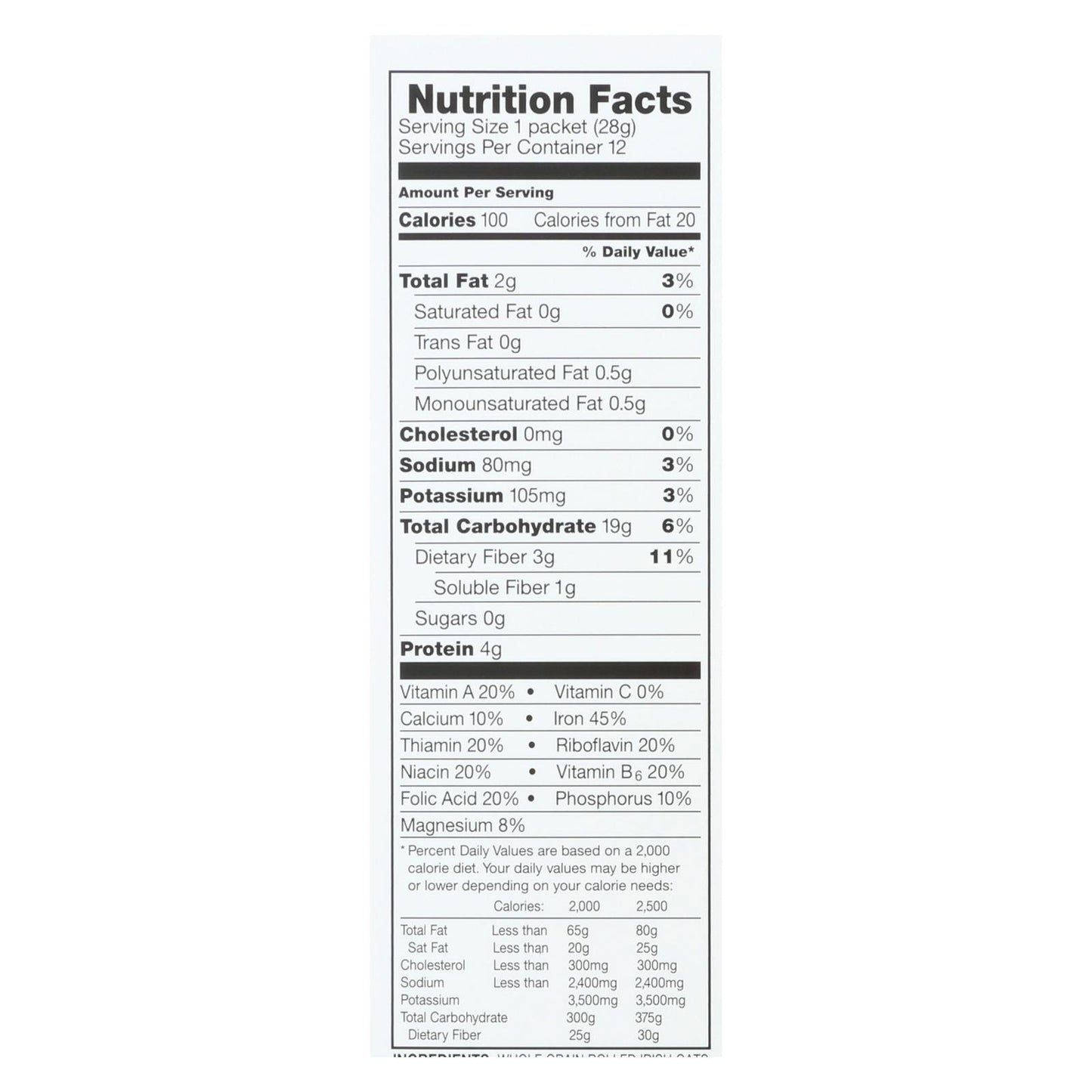 Avena irlandesa McCann Avena instantánea regular - Caja de 12 - 11,85 oz.