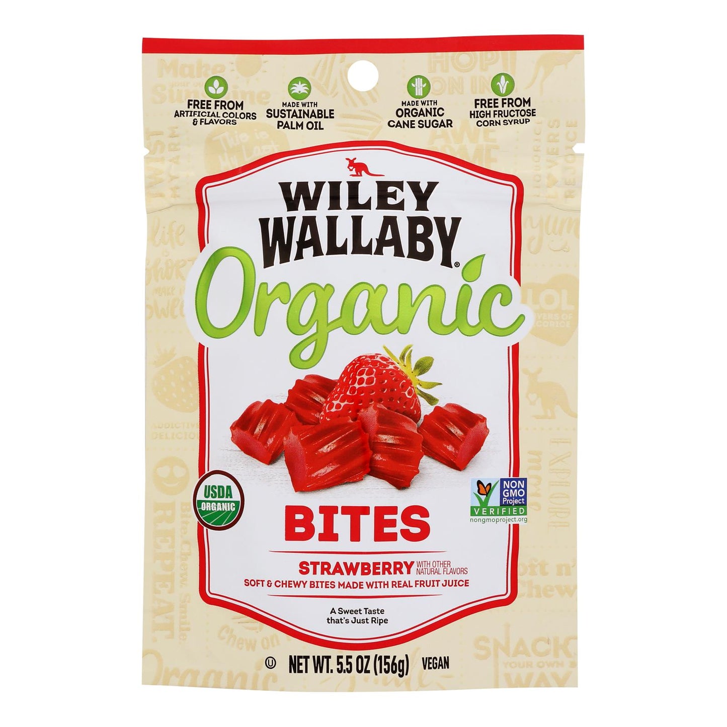 Wiley Wallaby - Bites Chwy 草莓味 - 8 盒装 5.5 盎司