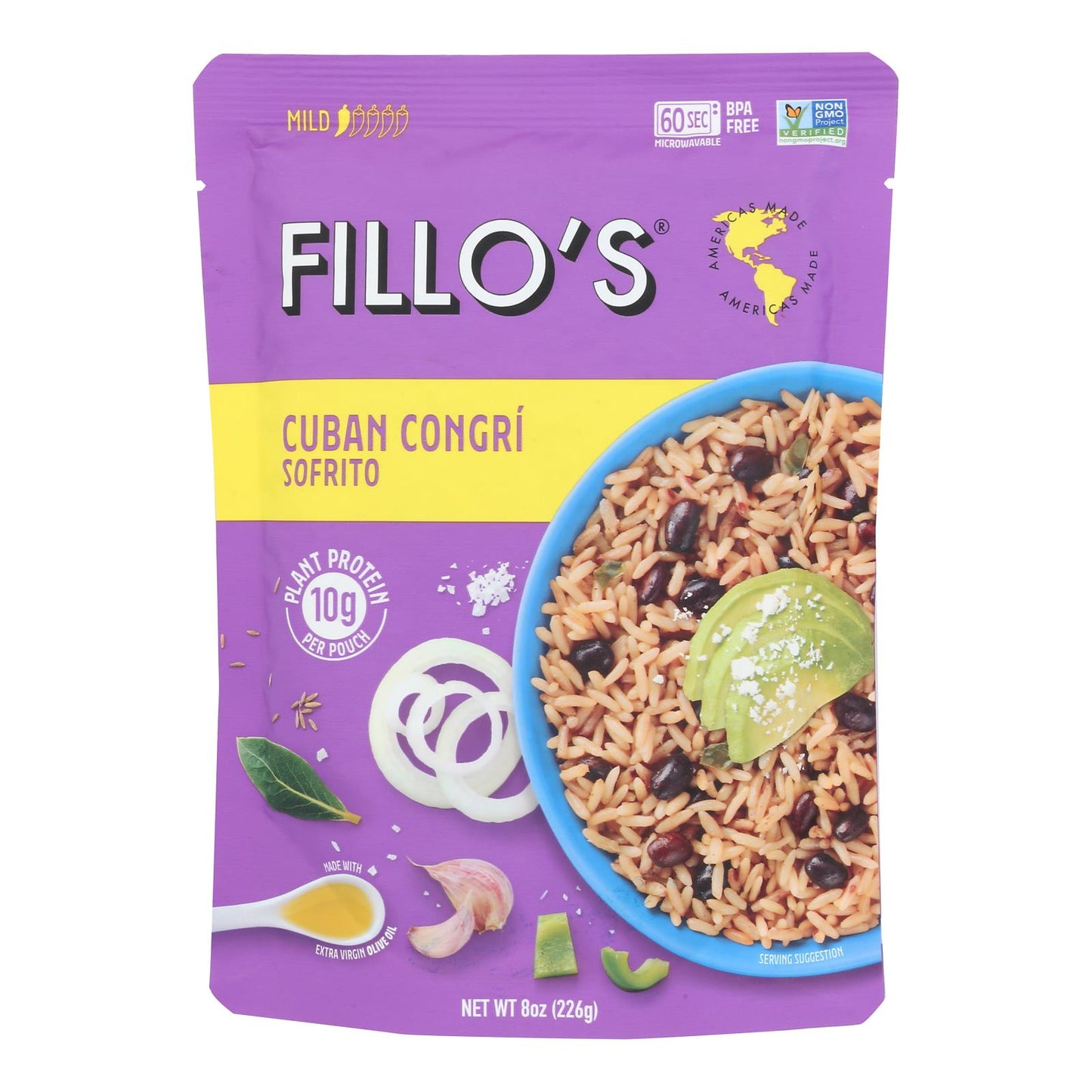 Arroz congri y frijoles estilo cubano de Fillo's - Caja de 6 a 8 oz