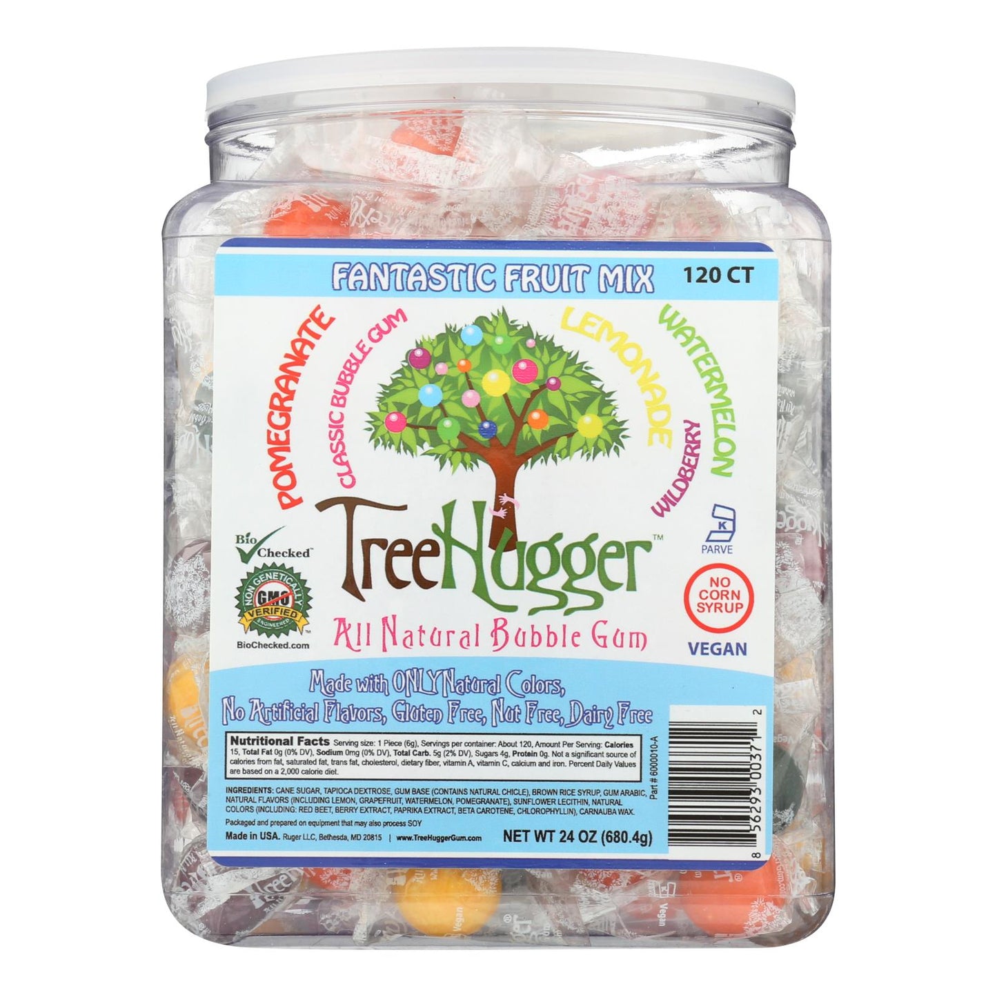 Treehugger 天然泡泡糖奇妙水果混合物 - 120 支装 - 克拉