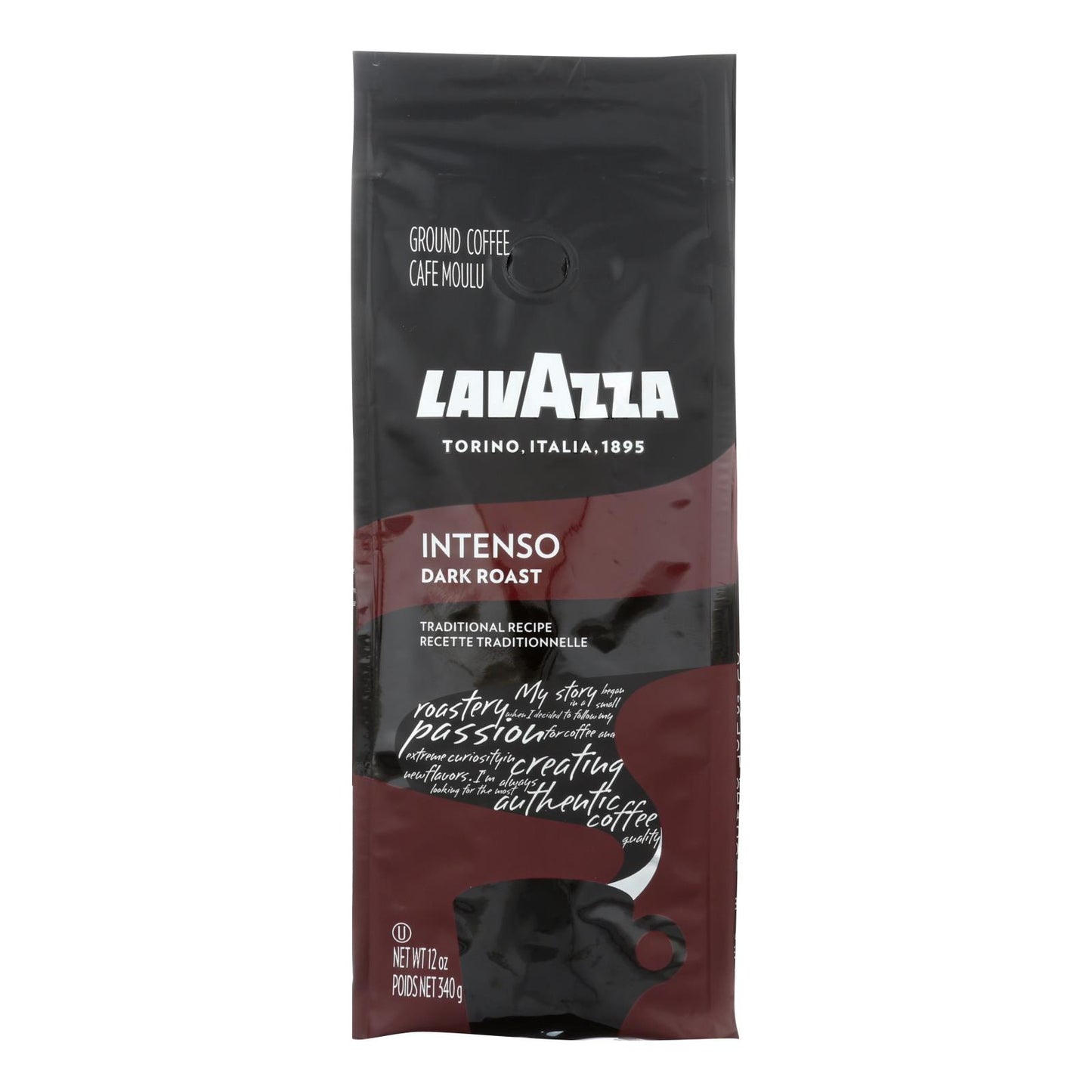 Café tostado oscuro Intenso de Lavazza - Caja de 6 - 12 oz