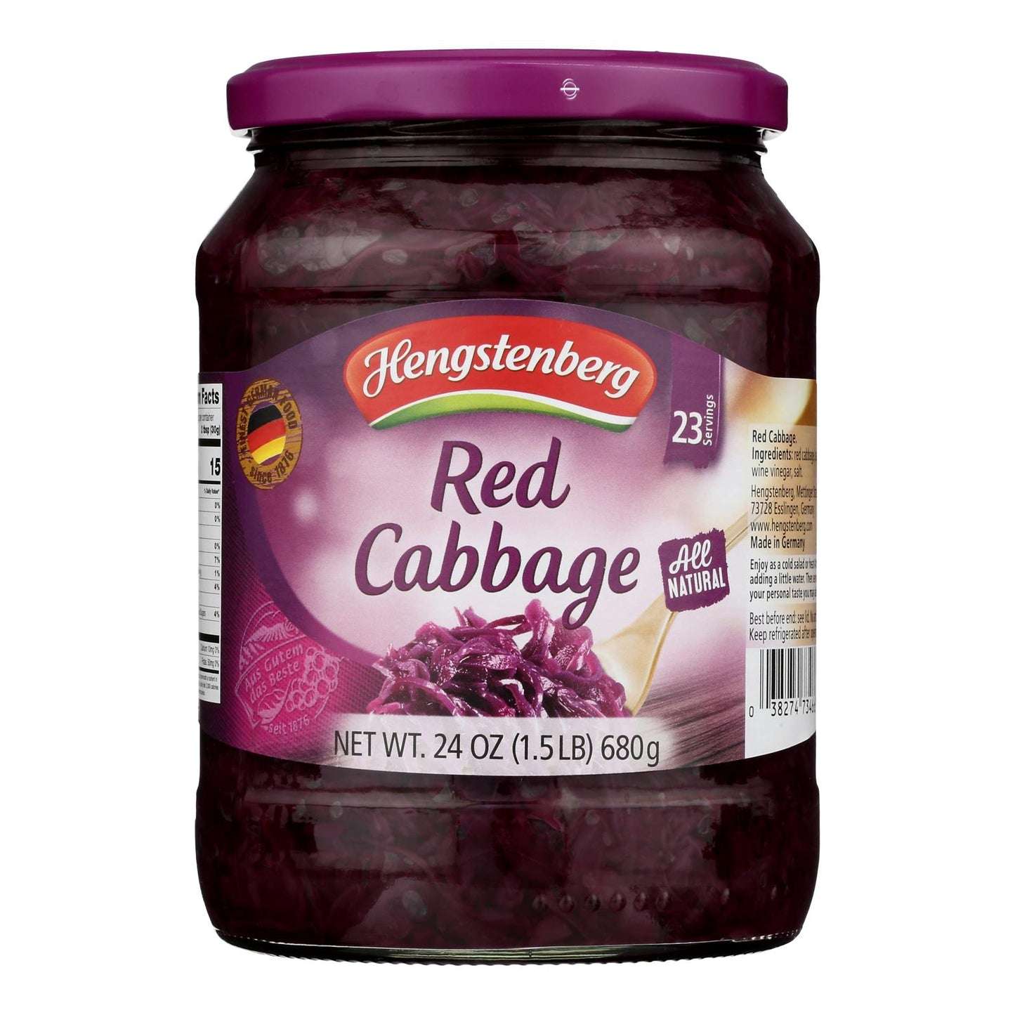 Hengstenberg - Repollo rojo Rotessa - Caja de 12 - 24,3 oz