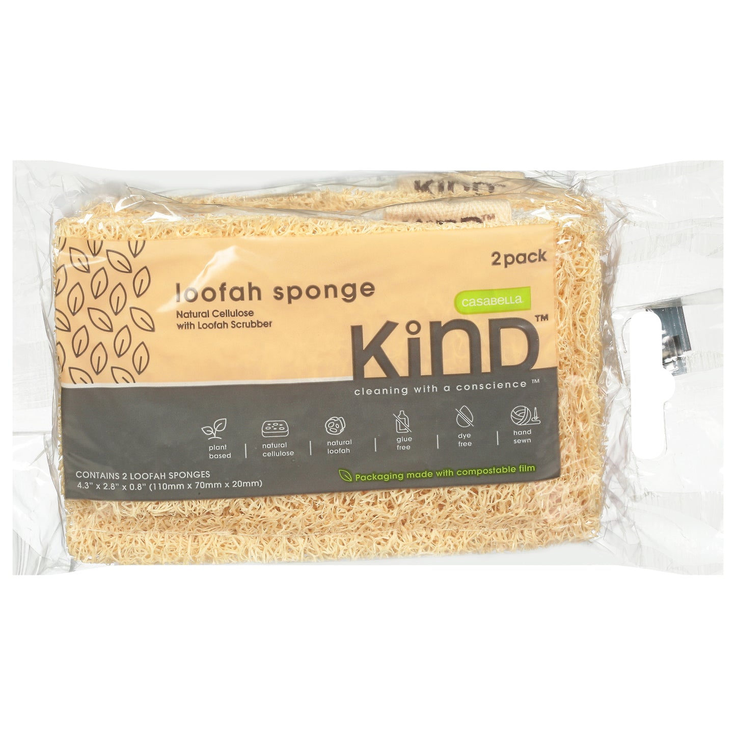 Casabella Kind - Esponja vegetal de lufa Bsd - Caja de 12 - 2 unidades