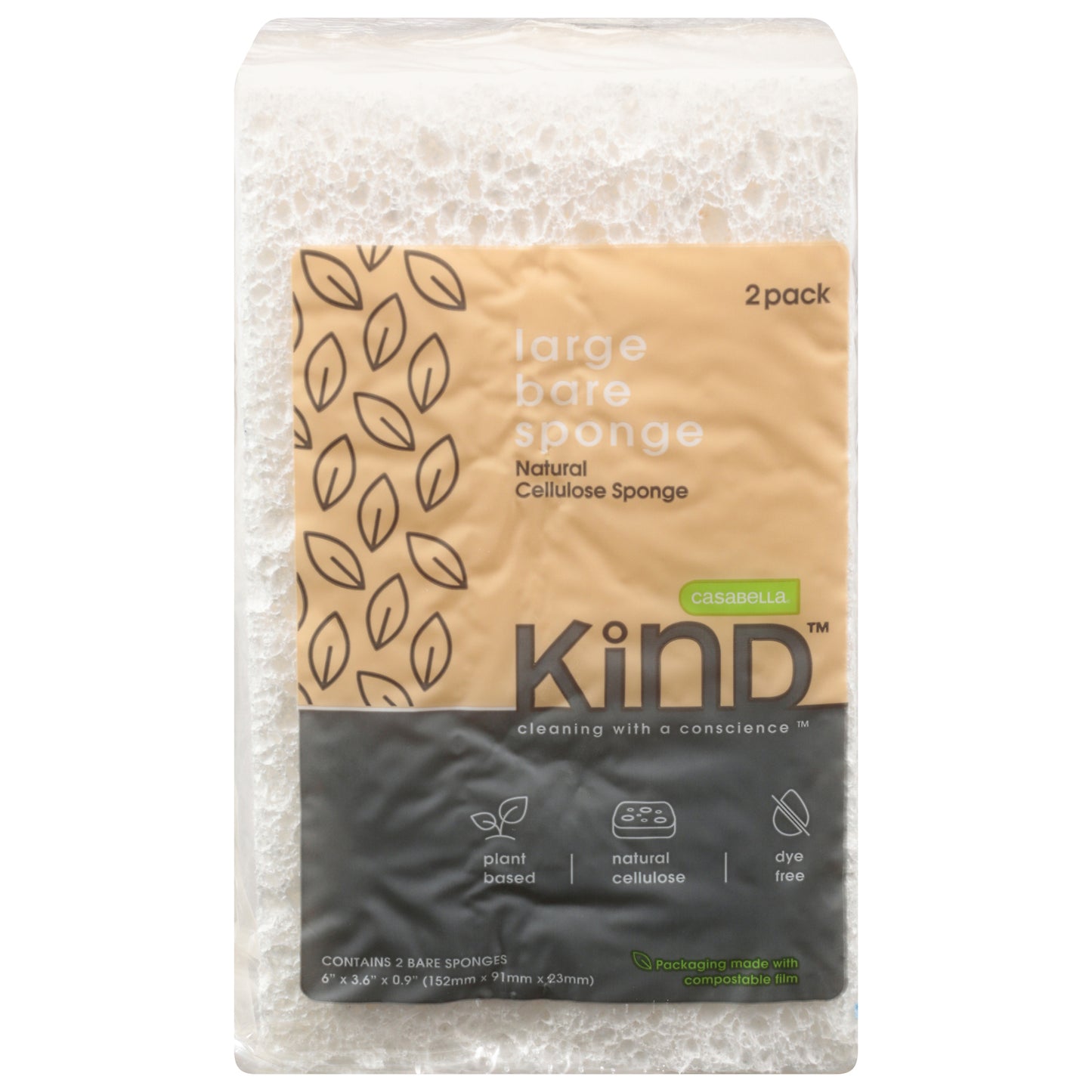 Casabella Kind - Esponjas Bare Lg Plnt Bsd - Caja De 6-2 Ud
