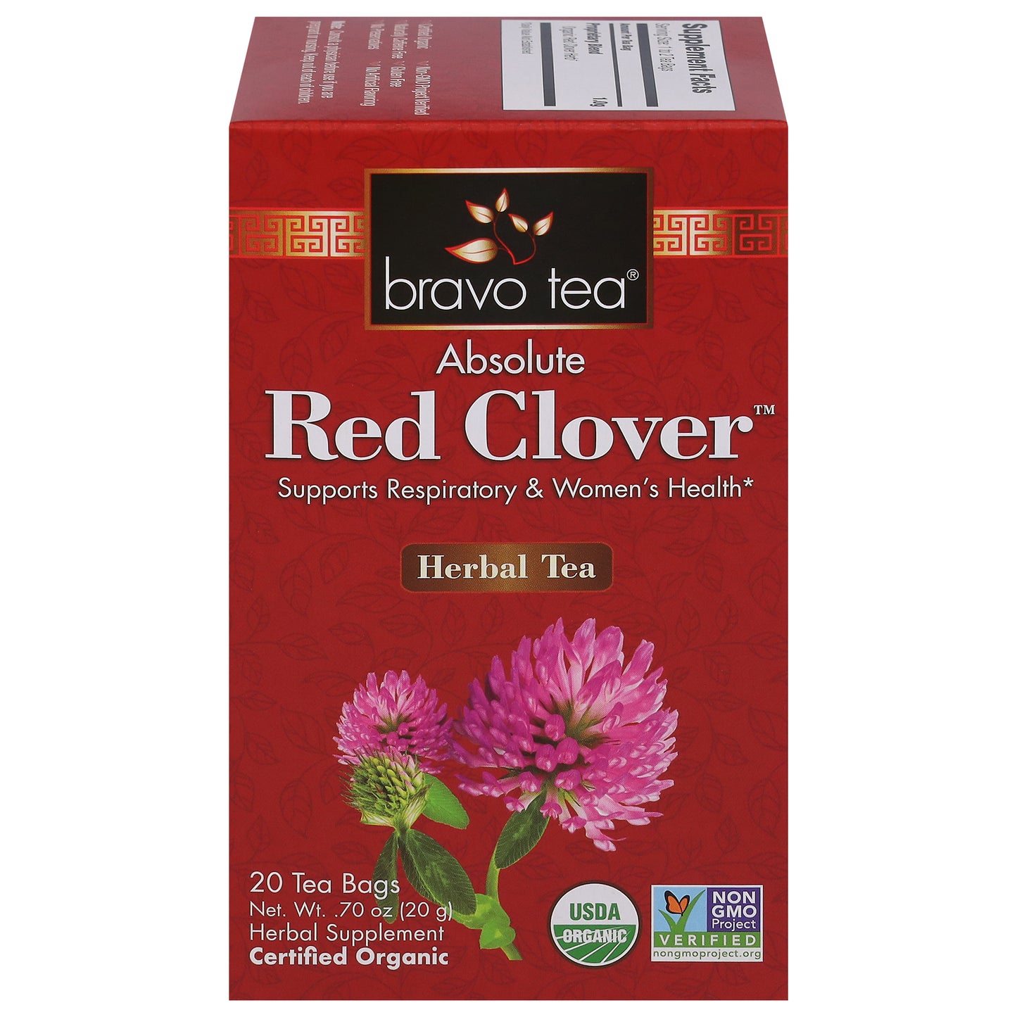 Bravo Teas&herbs - Té de trébol rojo - 1 unidad - 20 bolsas