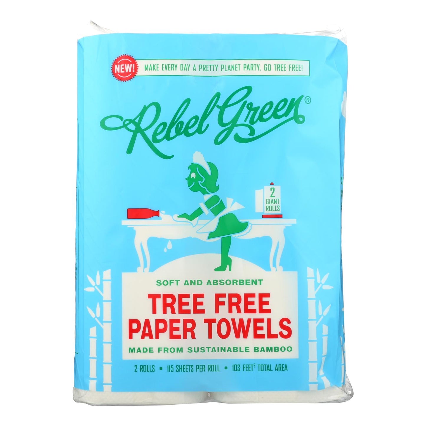 Rebel Green - Papel de cocina sin árbol Bam - Caja de 12 - 2 unidades