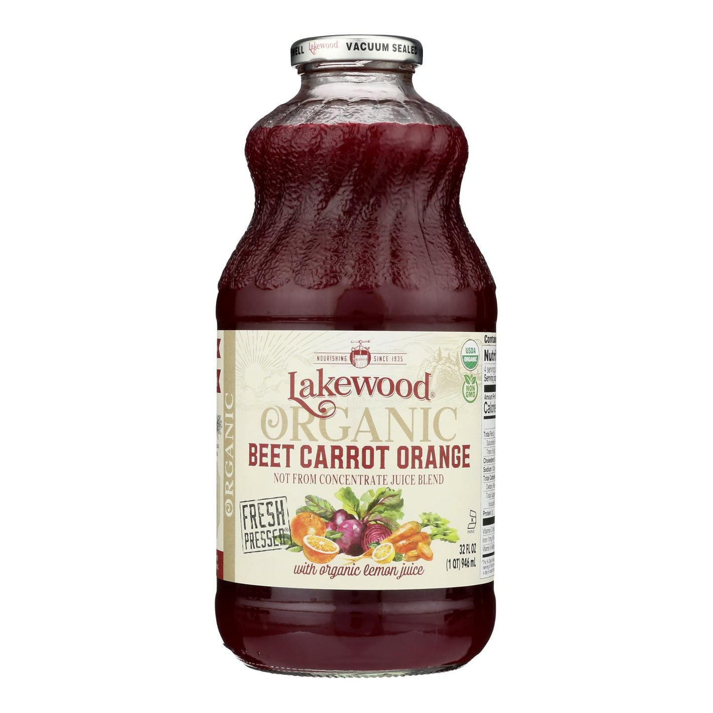 Lakewood - Carrito de jugo de remolacha Orng - Caja de 6 - 32 Fz