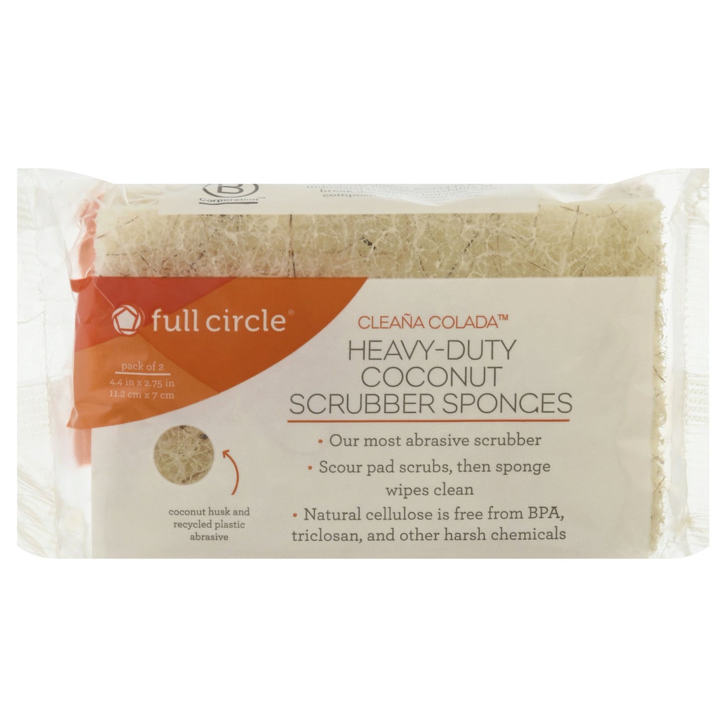 Full Circle Home - Esponja de coco para fregar, paquete de 2 (1 unidad)