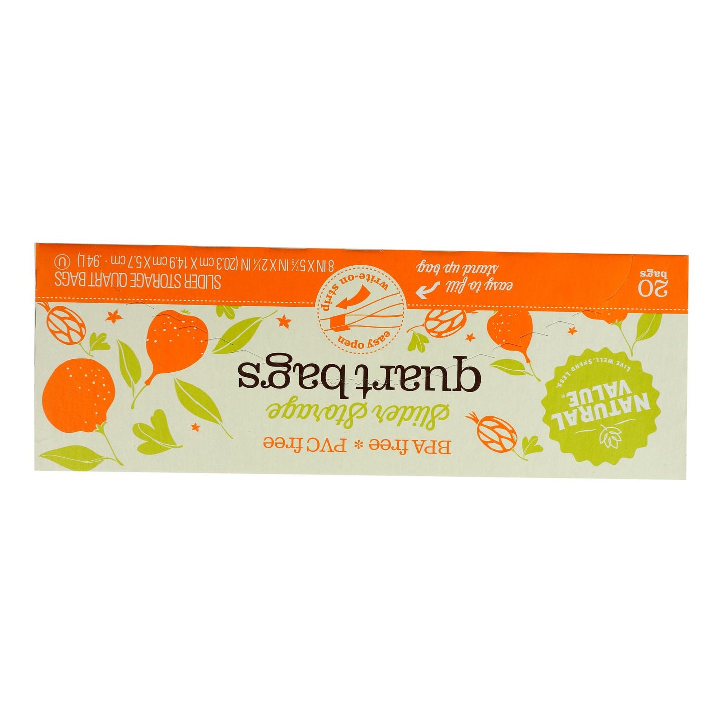 Natural Value - Bolsas de almacenamiento deslizantes Nv Qt - Caja de 12 - 20 unidades