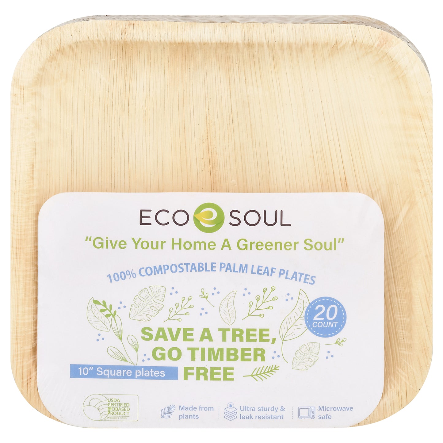 Ecosoul Home - Platos de hojas de palma de 10 pulgadas - Caja de 8-20 unidades