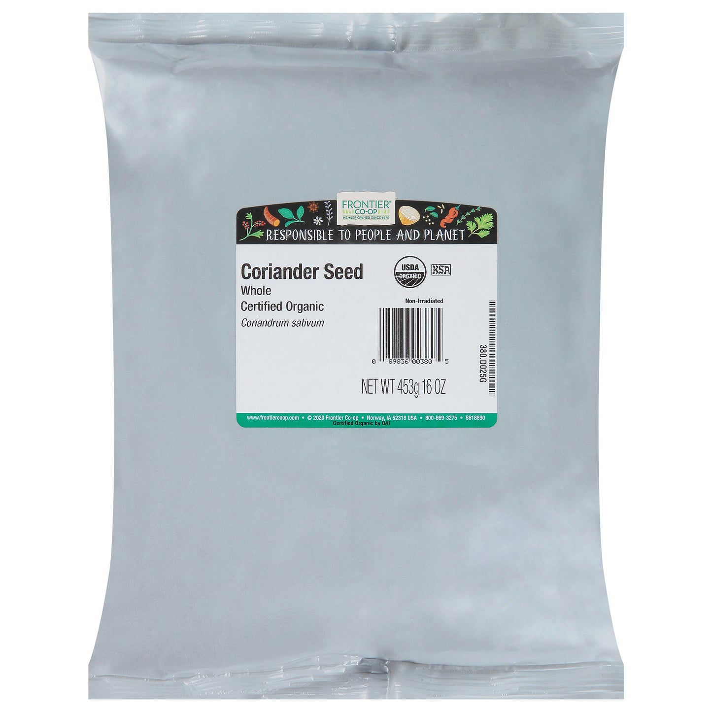 Semillas de cilantro de Frontier Herb, enteras, artículo a granel individual, 1 libra