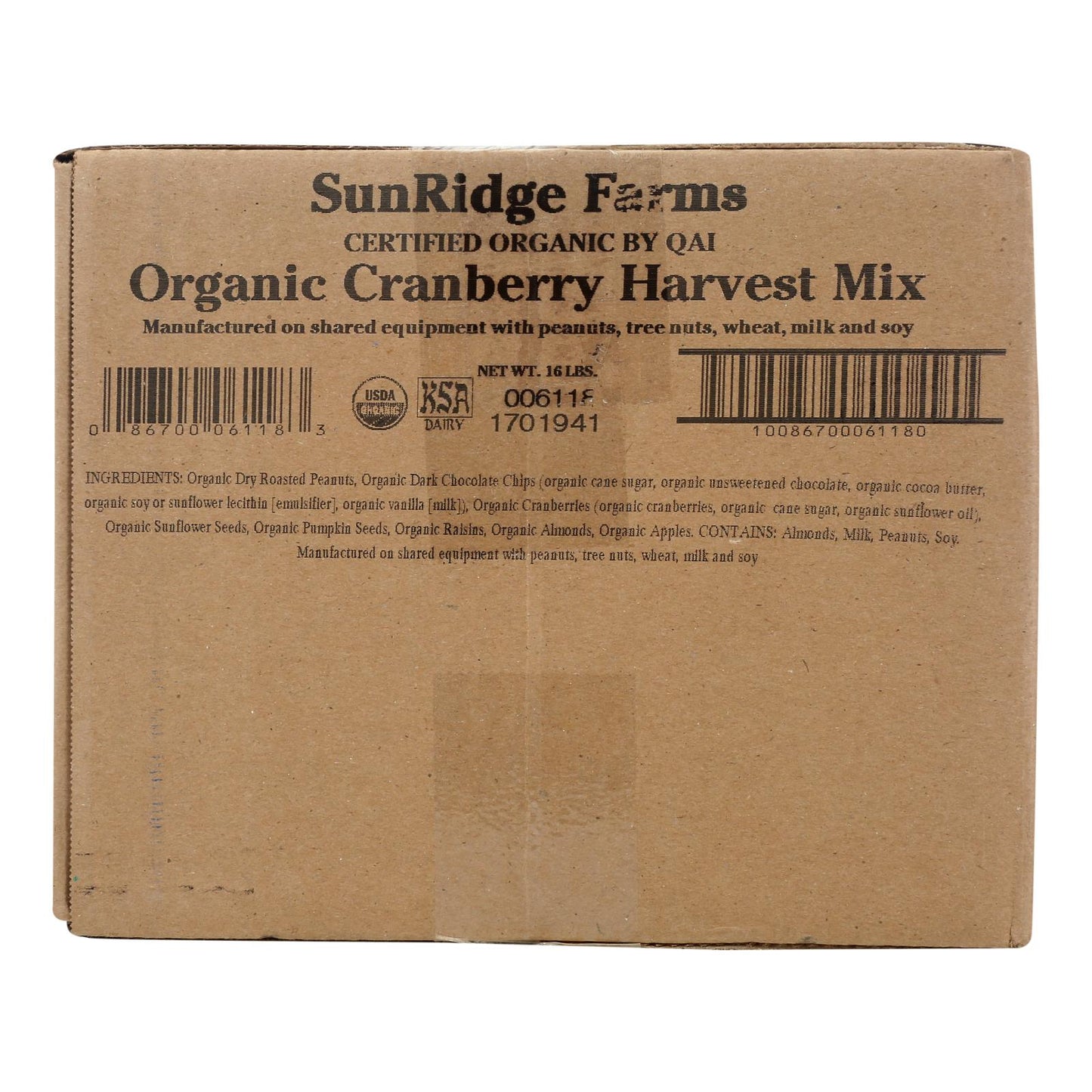 Mezcla de cosecha de arándanos orgánicos Sunridge Farms - 16 lb.