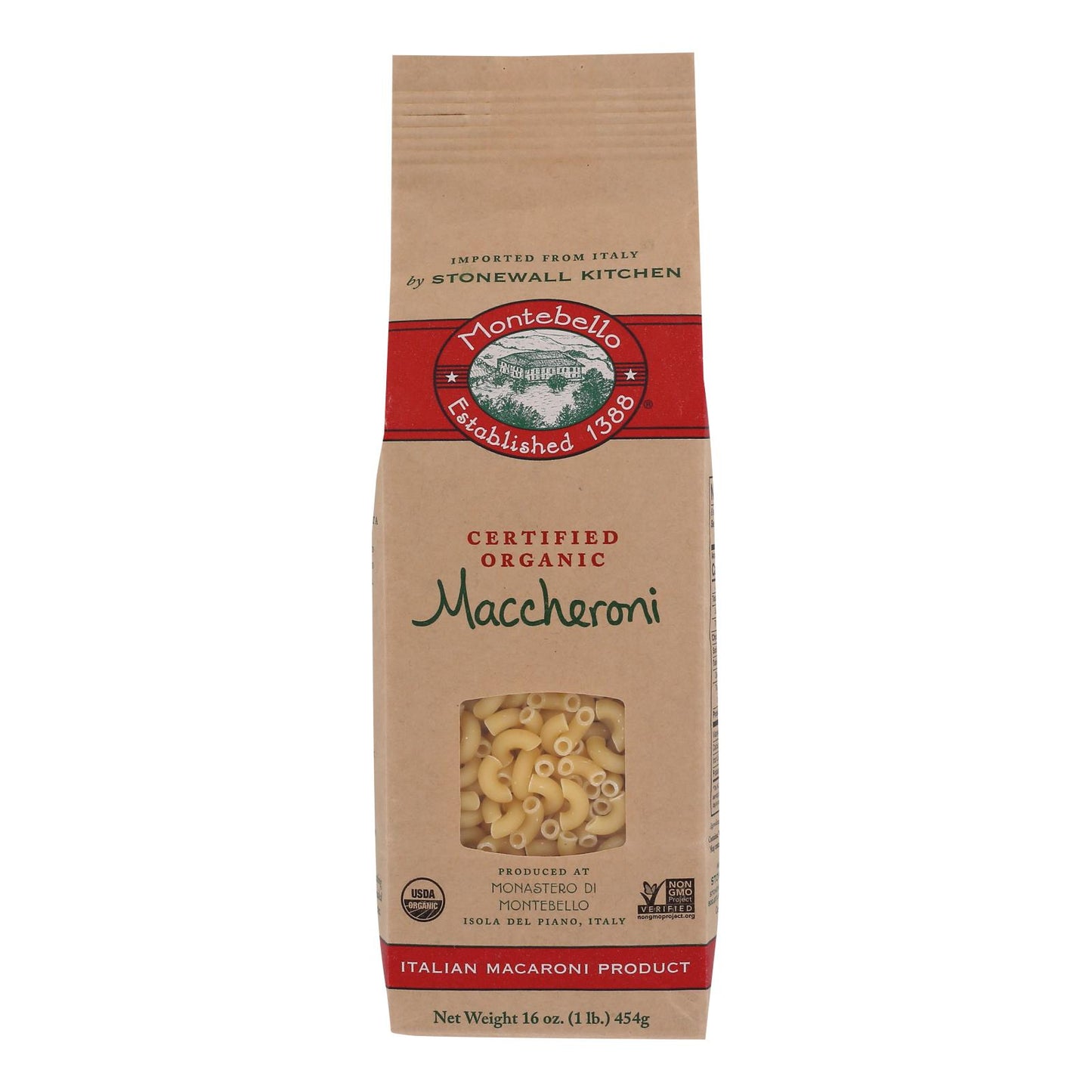 Montebello - Pasta Maccheroni - Caja de 12-16 Oz