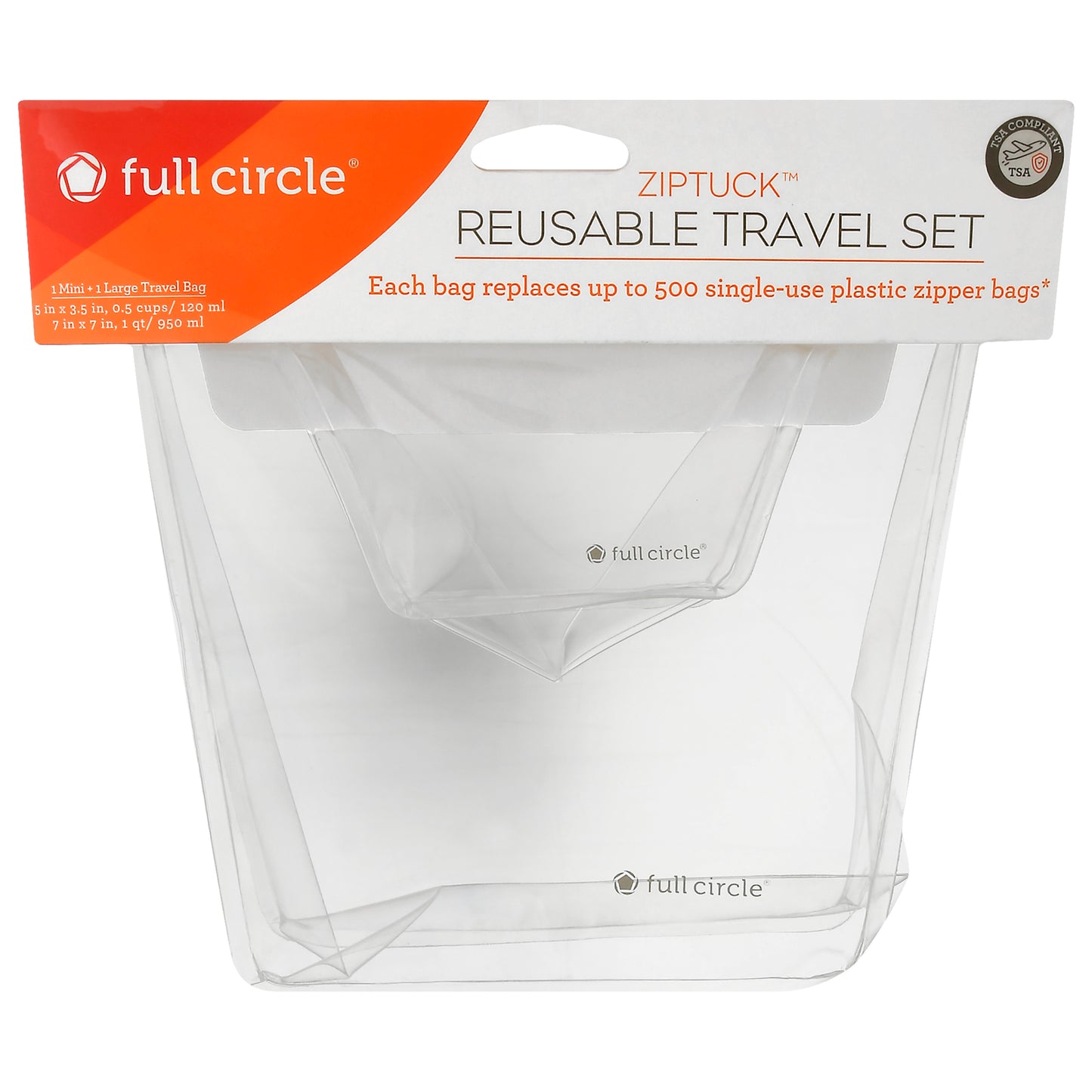 Full Circle Home - Bolsas de viaje reutilizables Ziptuck - Caja de 6 - 2 unidades