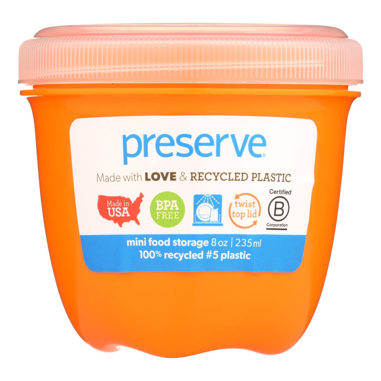 Contenedor para conservar alimentos - Redondo - Mini - Naranja - 8 oz - 1 unidad - Caja de 12