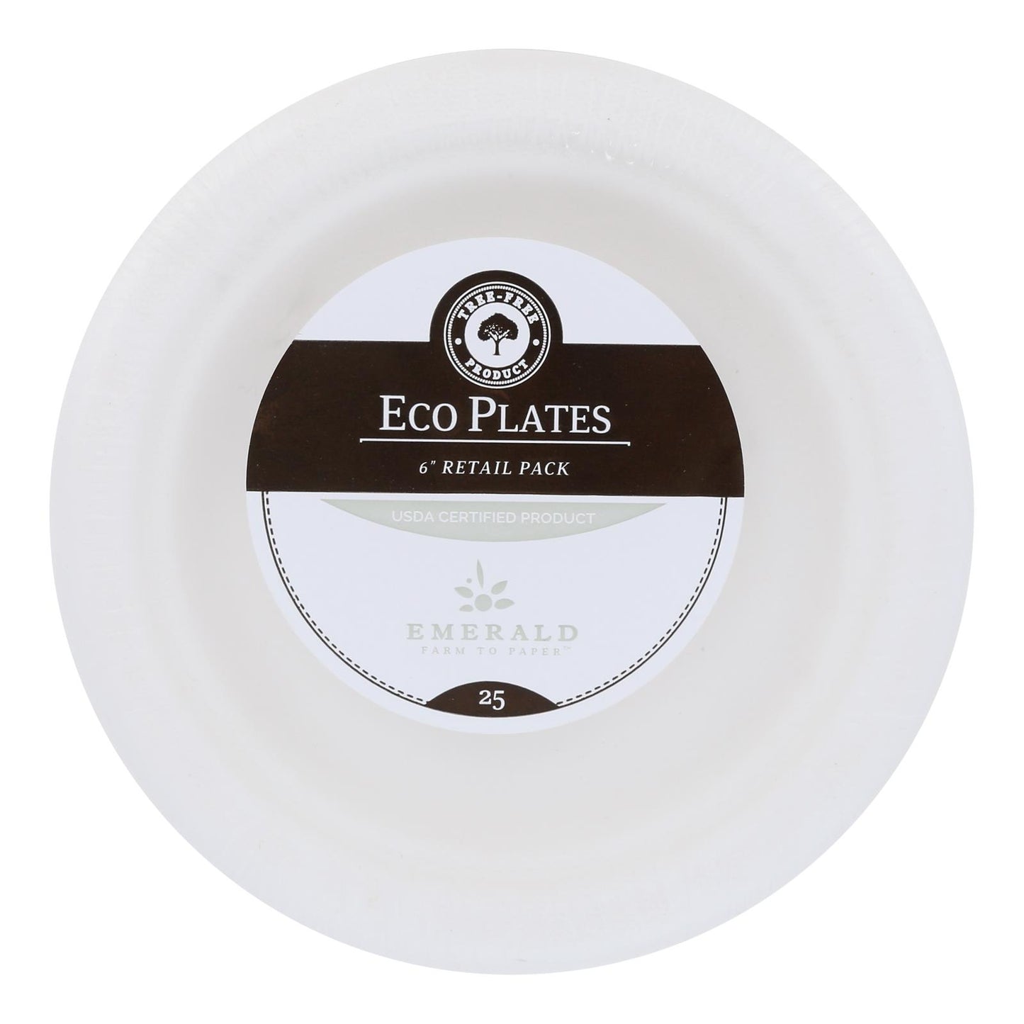 Emerald Brand - Platos compostables de 6 pulgadas - Caja de 20-25 unidades