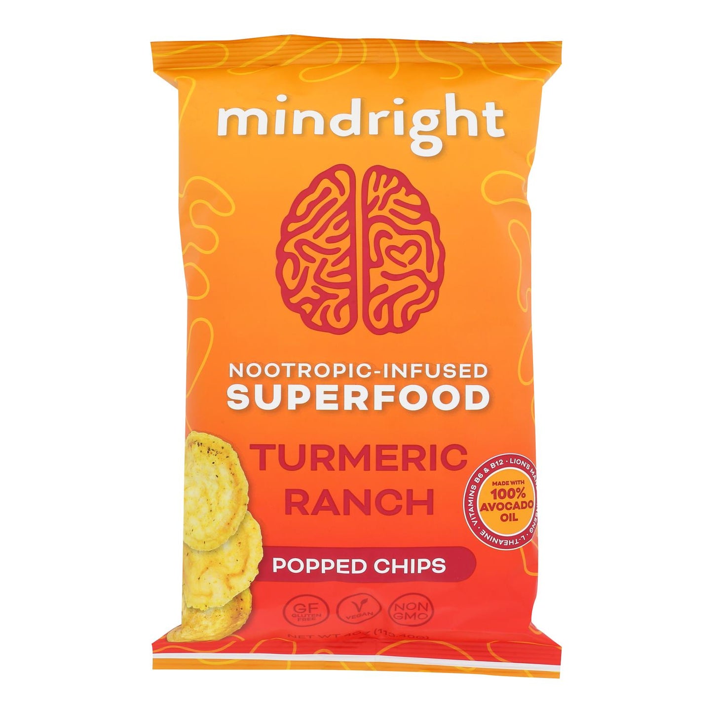 Mindright - Papas fritas con salsa ranch de cúrcuma - Caja de 12 - 4 onzas