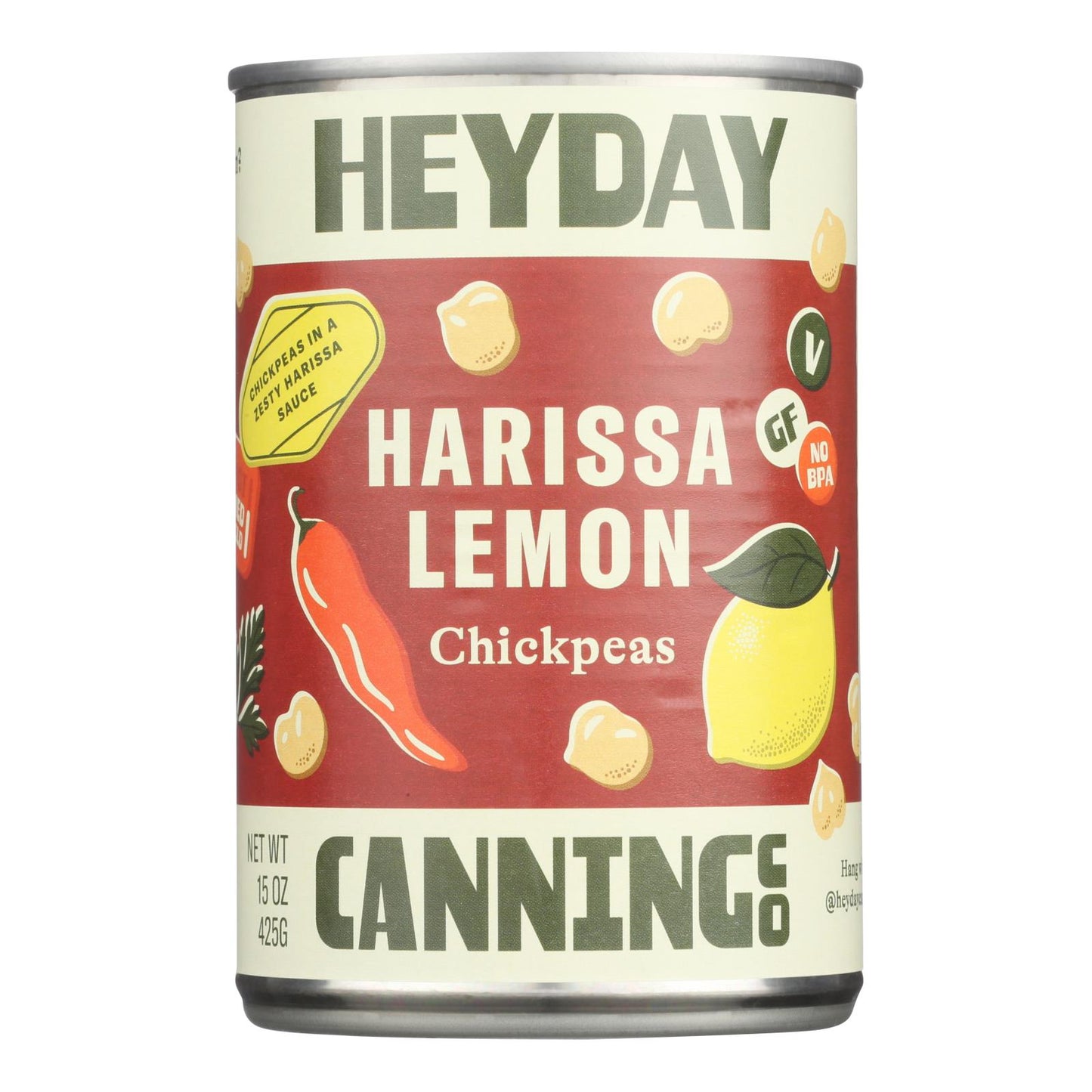 Heyday Canning Company - Garbanzos Harissa Limón Suave - Caja de 6 a 15 onzas