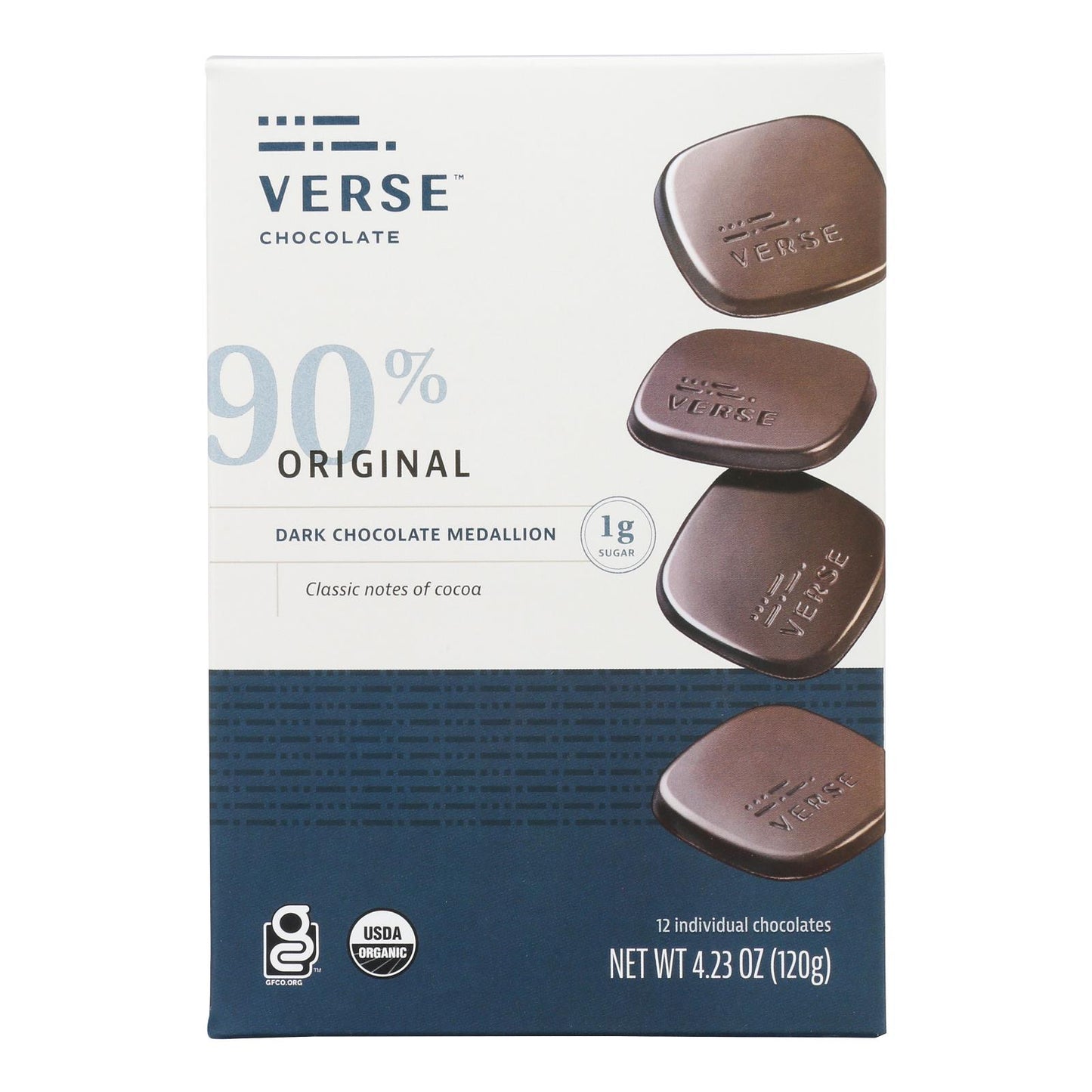 Verse Chocolate - 有机黑巧克力原味 - 6 盒装 - 4.23 盎司