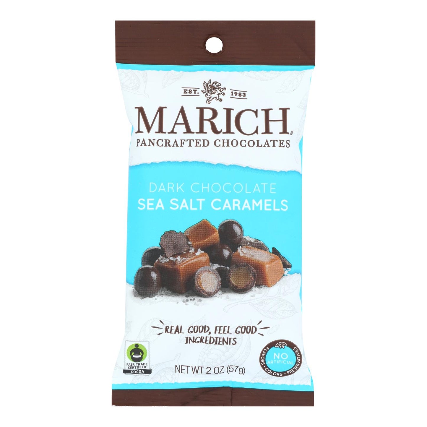 Marich - Caramelos de chocolate negro en cuadrados con sal marina - Caja de 12 - 2 onzas