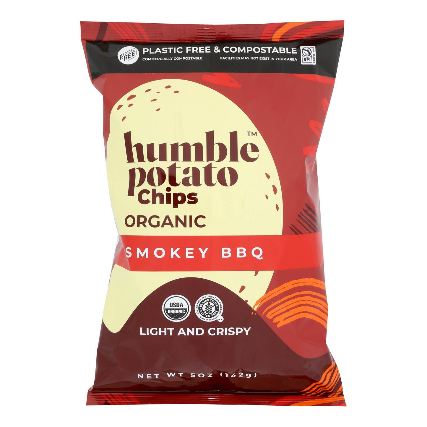 Papas fritas humildes - Papas fritas de papa ahumadas con salsa barbacoa - Caja de 12 de 5 oz