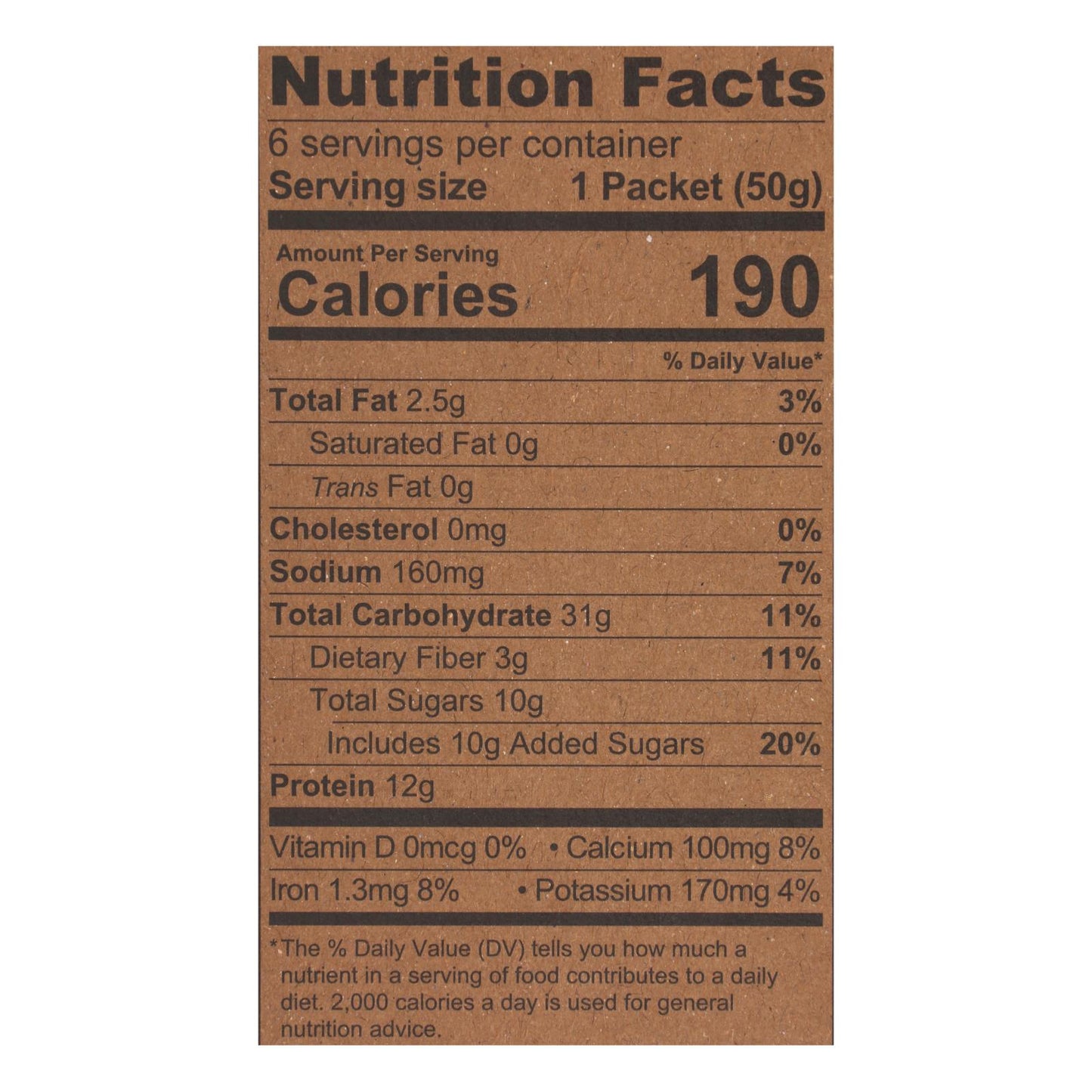 Tortas Kodiak - Avena integral marrón, paquete individual, caja de 6-6/1,76 oz