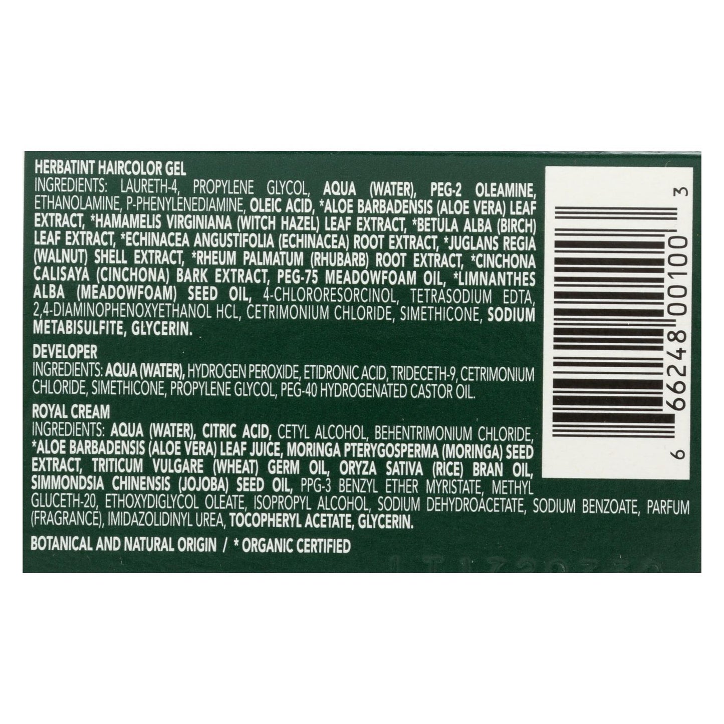 Tinte permanente para el cabello en gel a base de hierbas Herbatint 1n negro - 135 ml