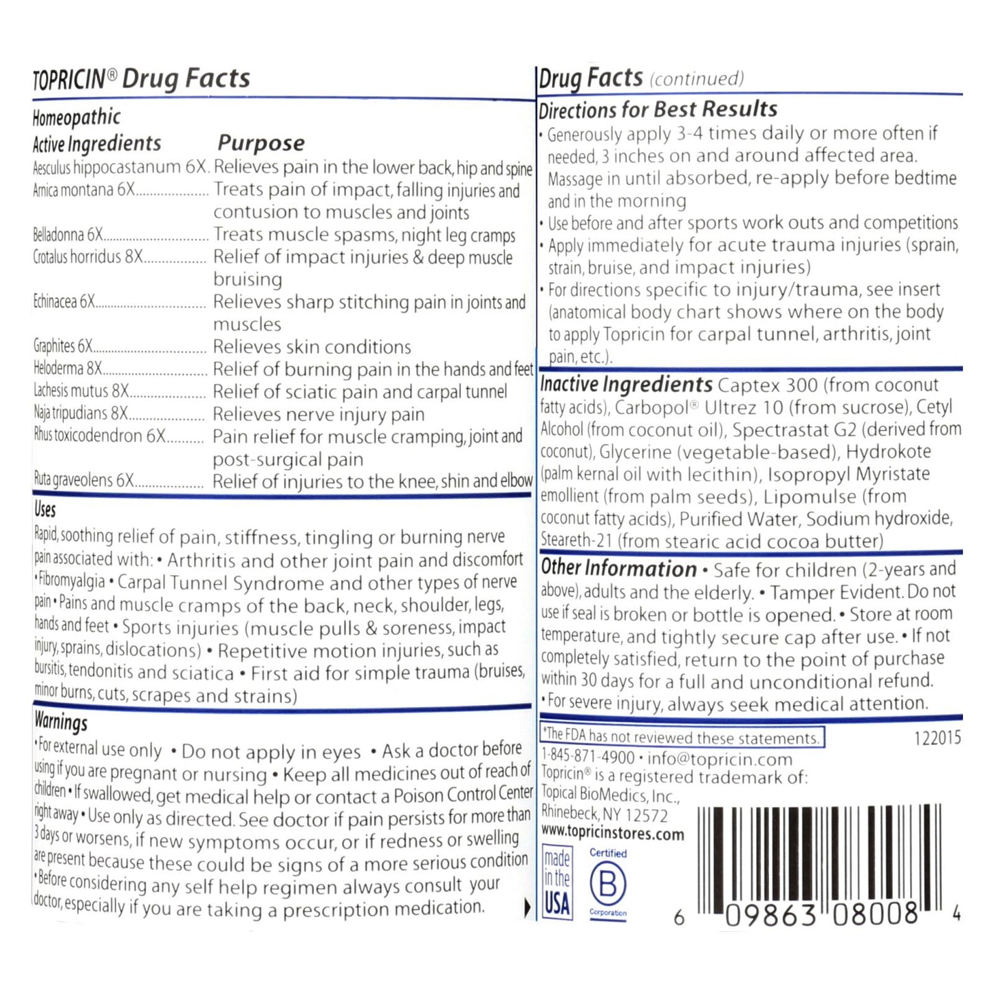 Topricin 消炎止痛愈合霜 - 8 盎司