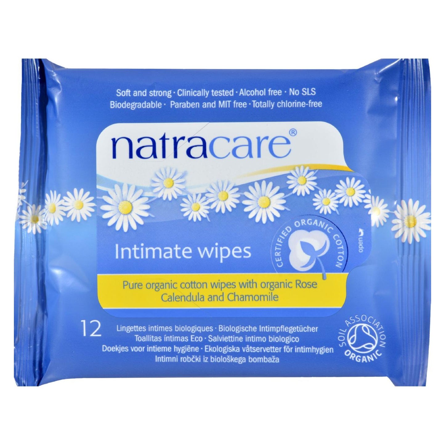 Toallitas íntimas de algodón orgánico Natracare - 12 toallitas - Caja de 12