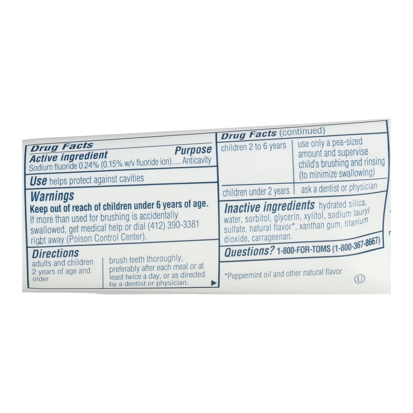 Pasta de dientes natural de viaje Tom's Of Maine - Menta fresca con flúor - Caja de 24 - 3 oz.