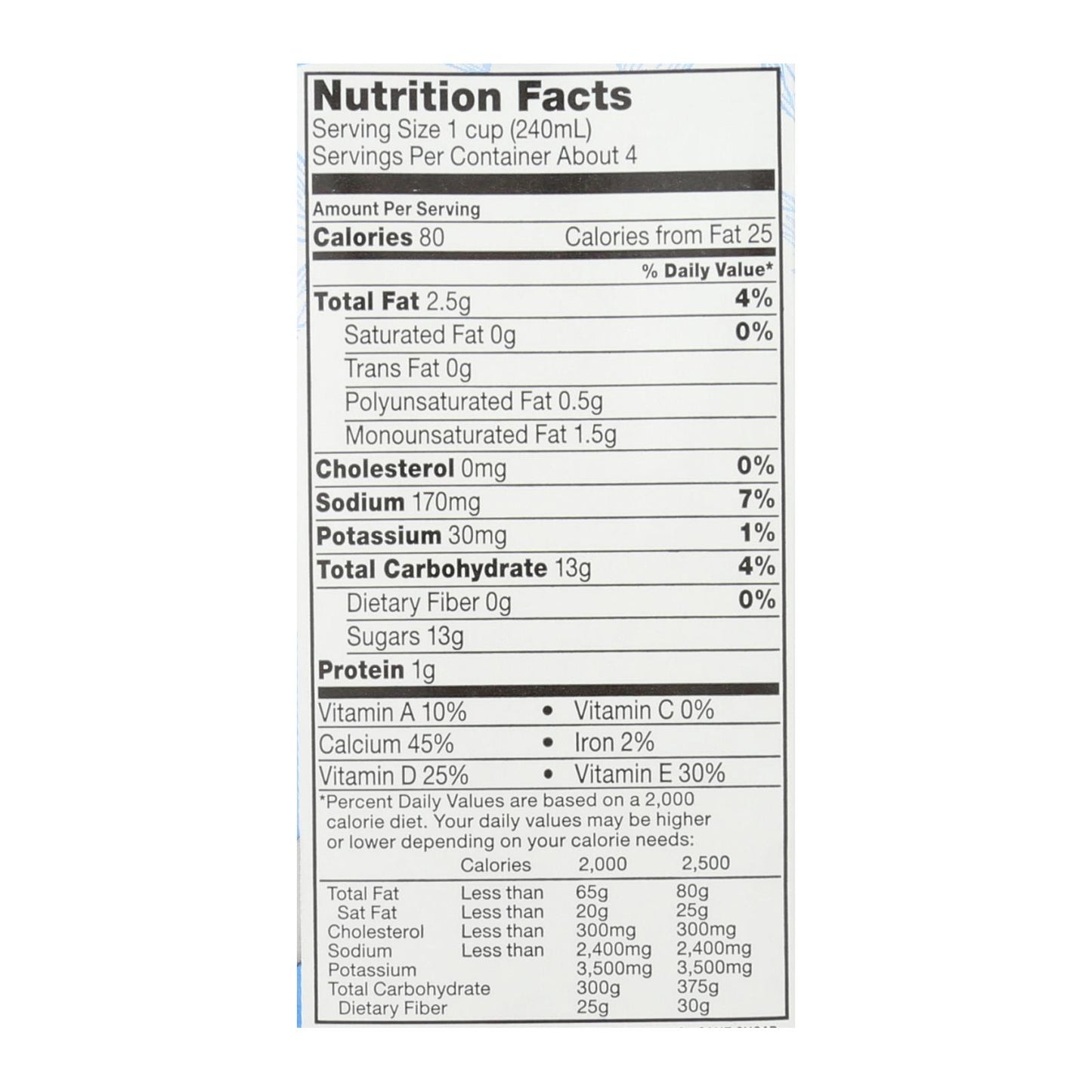 So Delicious 无乳杏仁奶 - 香草味 - 6 盒装 - 32 盎司