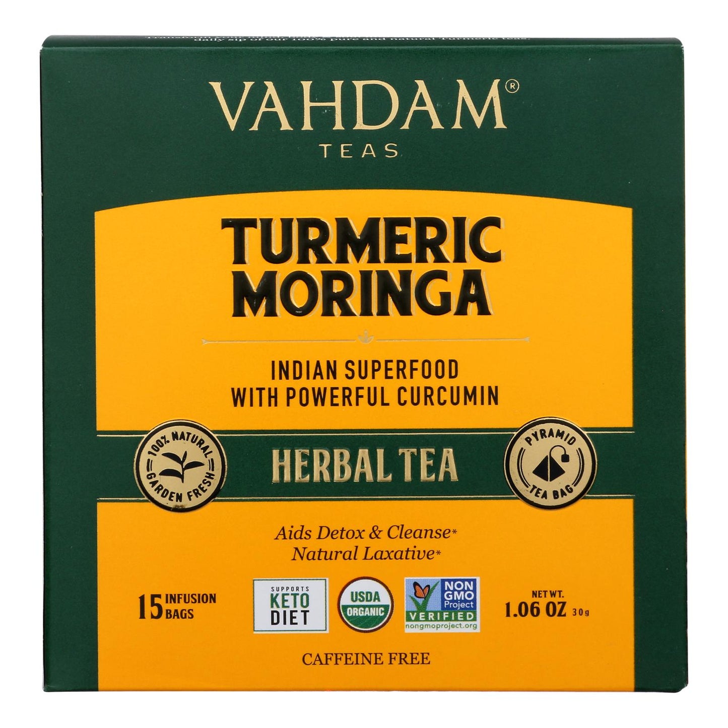 Vahdam Teas - Hrbl Tea Turmrc Mrnga - 6 件装 - 15 支