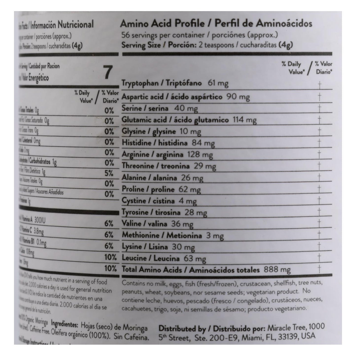 Miracle Tree - Moringa en polvo orgánica - Caja de 6 - 8 oz