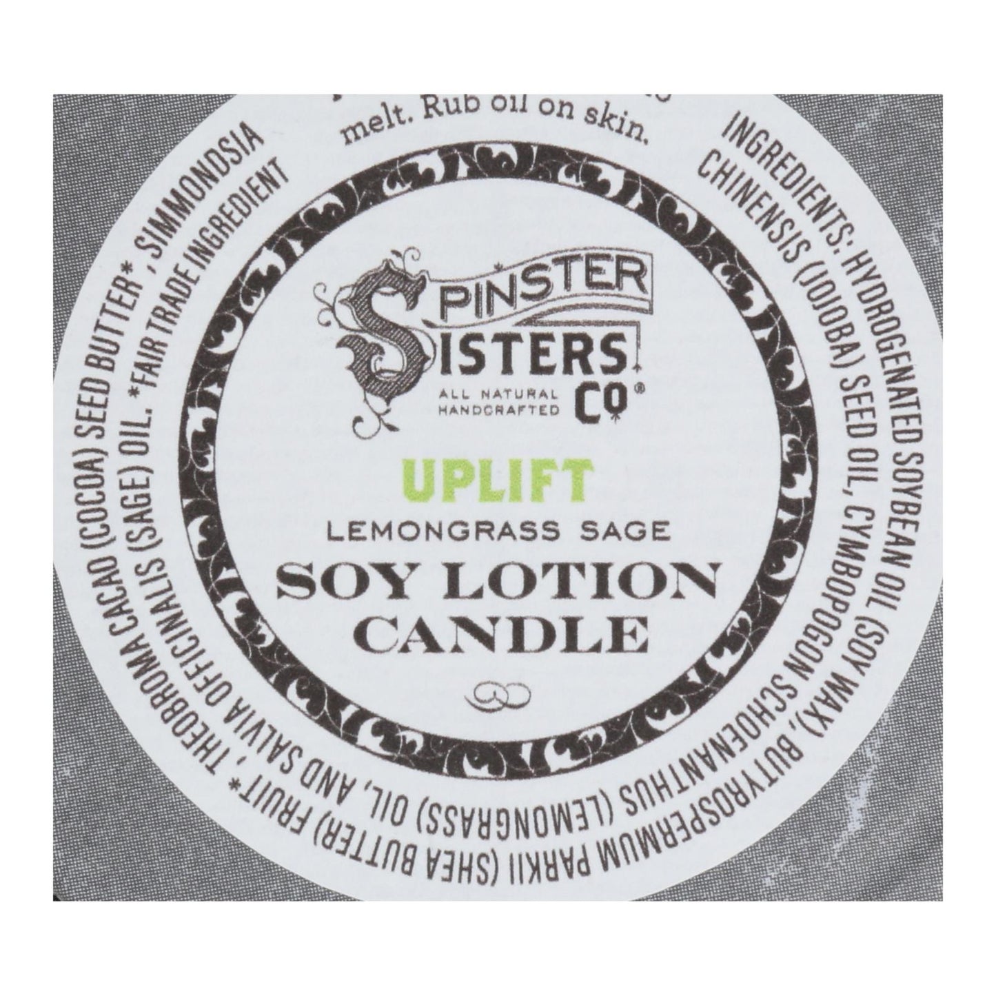 Vela de aromaterapia para el cuerpo de Spinster Sisters Co., Uplift, caja de 4, 6,2 oz