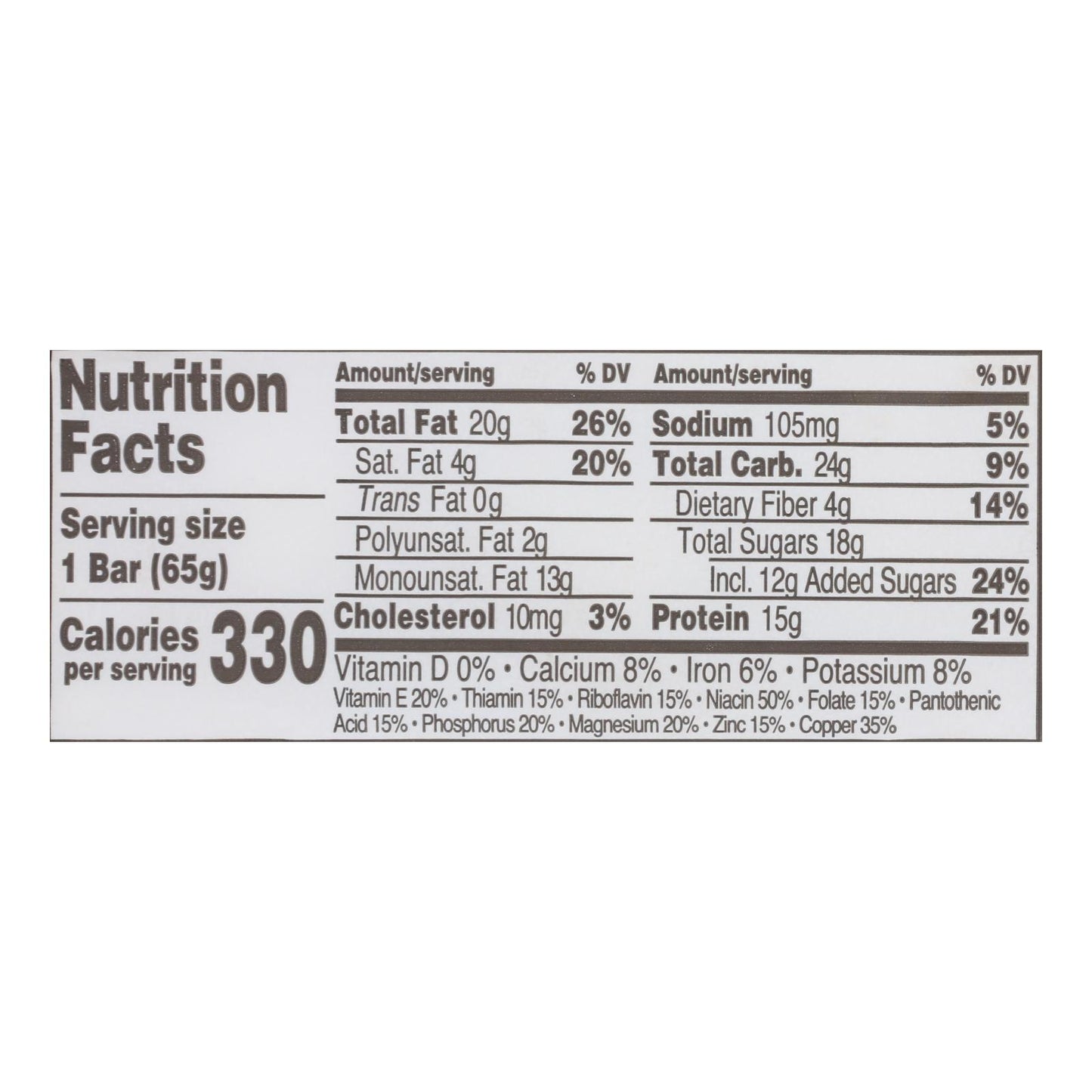 Barra de mantequilla de maní con chispas de chocolate negro Perfect Bar - Caja de 8 - 2.3 oz