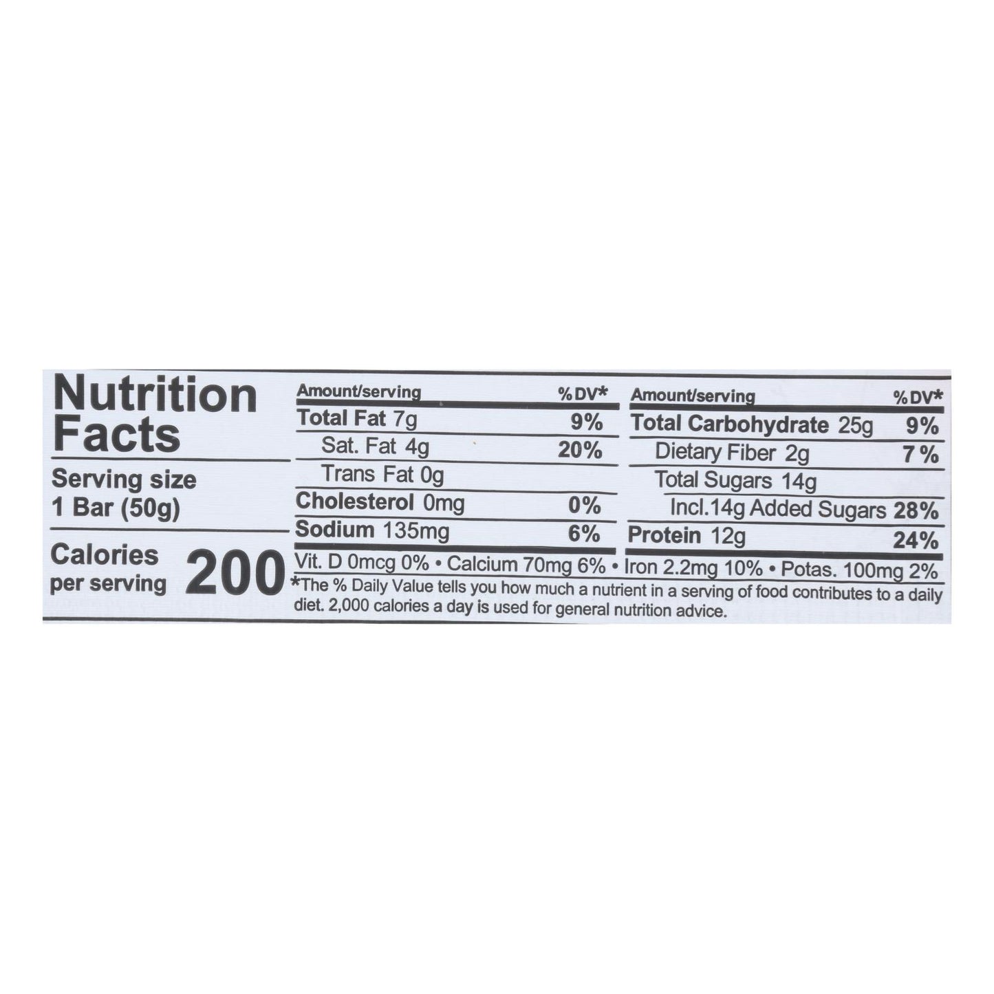 Barra de Nugo Nutrition - Chocolate negro con chispas de chocolate - 50 g - Caja de 12