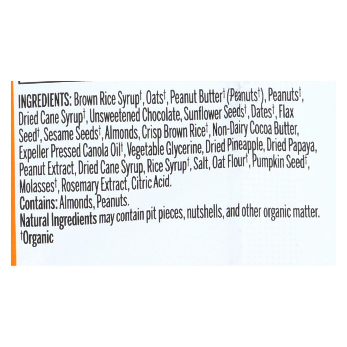 Barra de mantequilla de maní orgánica con chispas de chocolate Probar - Caja de 12 - 3 oz