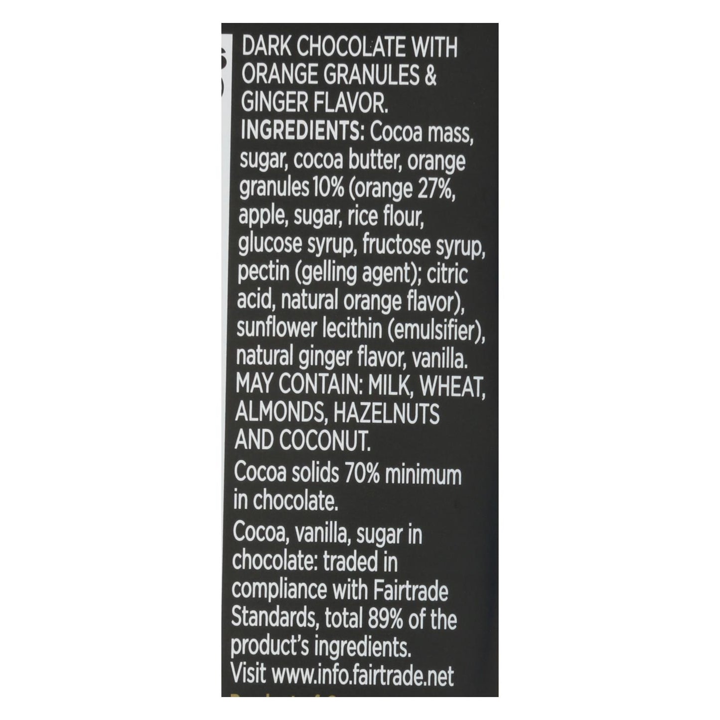 Divine - Barra de chocolate negro 70 % GNG/ORNG - Caja de 12 - 3 oz