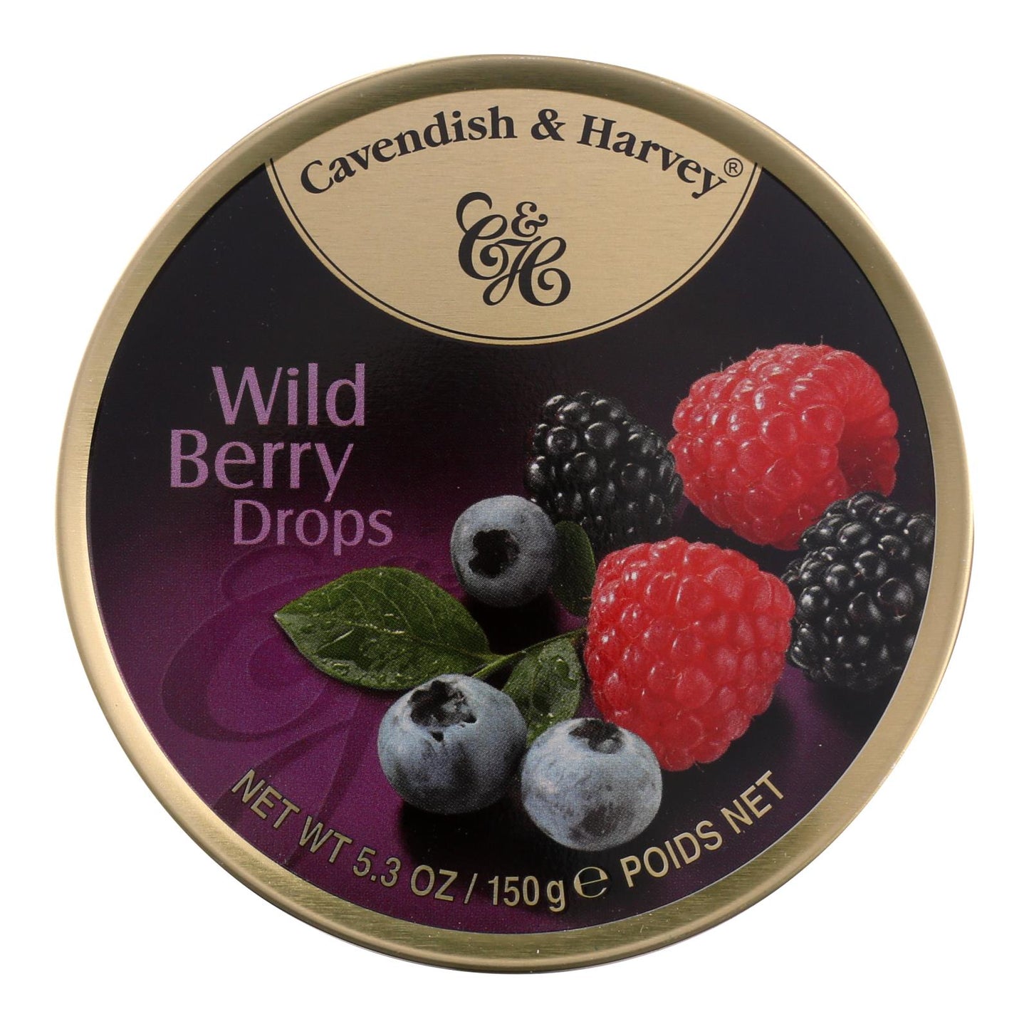 Lata de caramelos de frutas Cavendish & Harvey, sabor a frutos del bosque, 5,3 oz, caja de 12 unidades