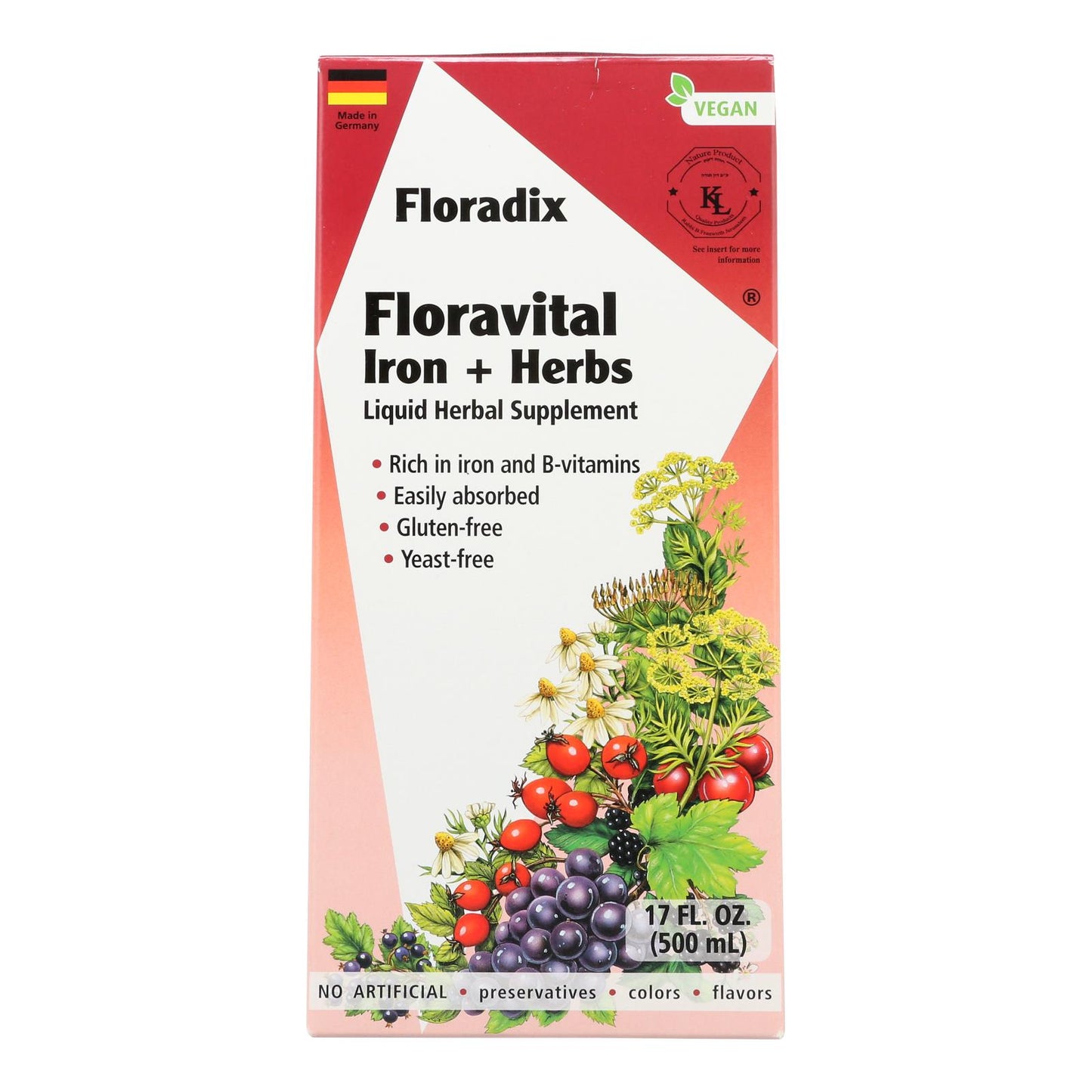 Floradix - Hierro y hierbas Floravital - 1 unidad 1-17 Fz