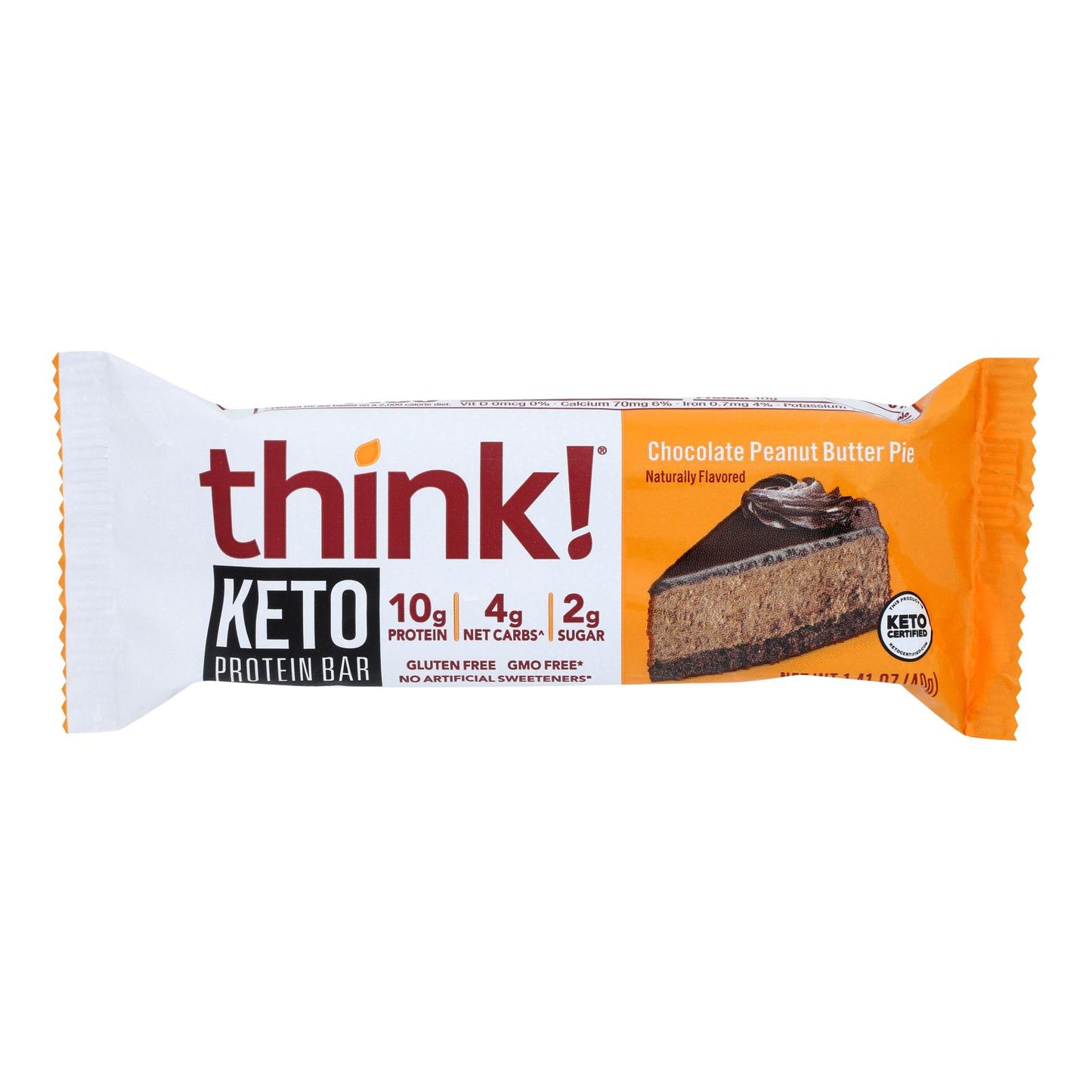 想想!薄 - Bar Keto Prtn 巧克力铅派 - 10 至 1.41 盎司